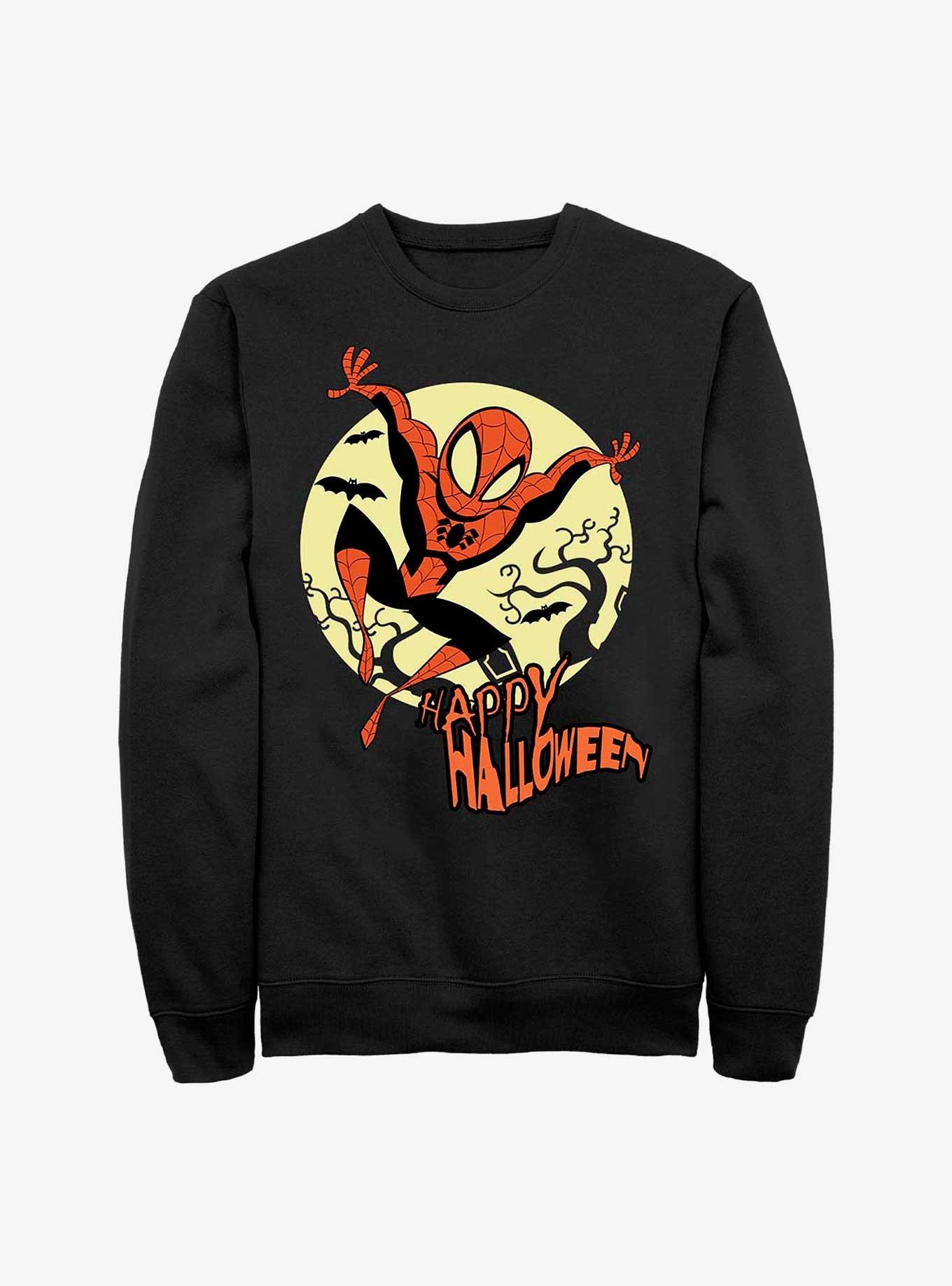 Marvel Spider-Man Halloween Moon Sweatshirt, BLACK, hi-res