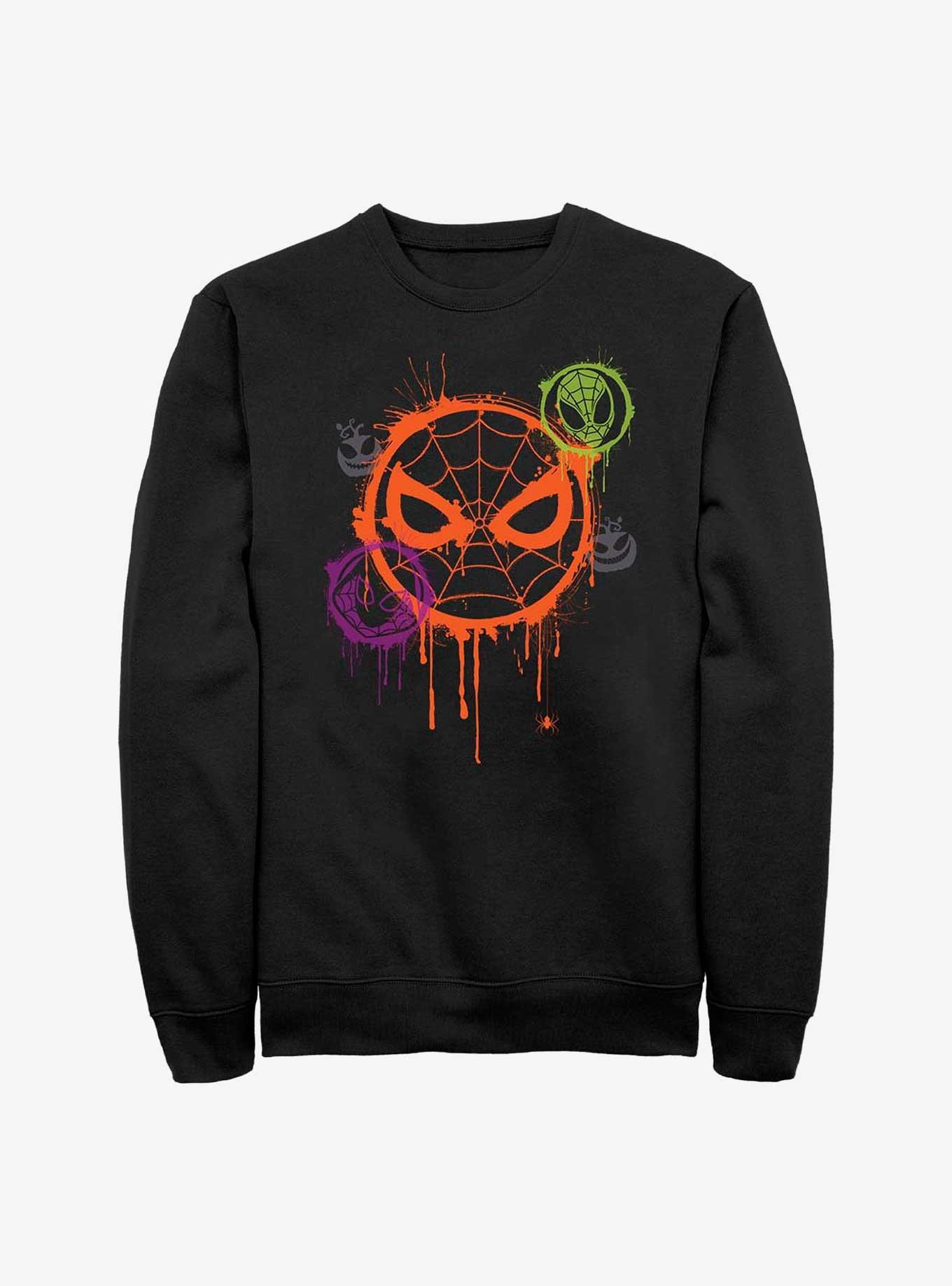 Marvel Spider-Man Spooky Stencil Sweatshirt, BLACK, hi-res