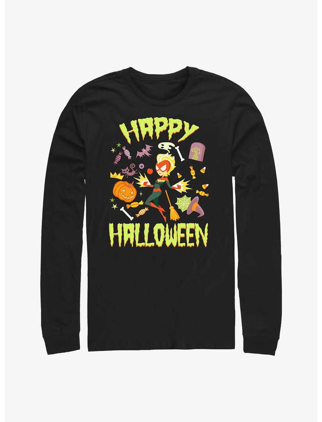 Marvel Captain Marvel Happy Halloween Long-Sleeve T-Shirt, BLACK, hi-res