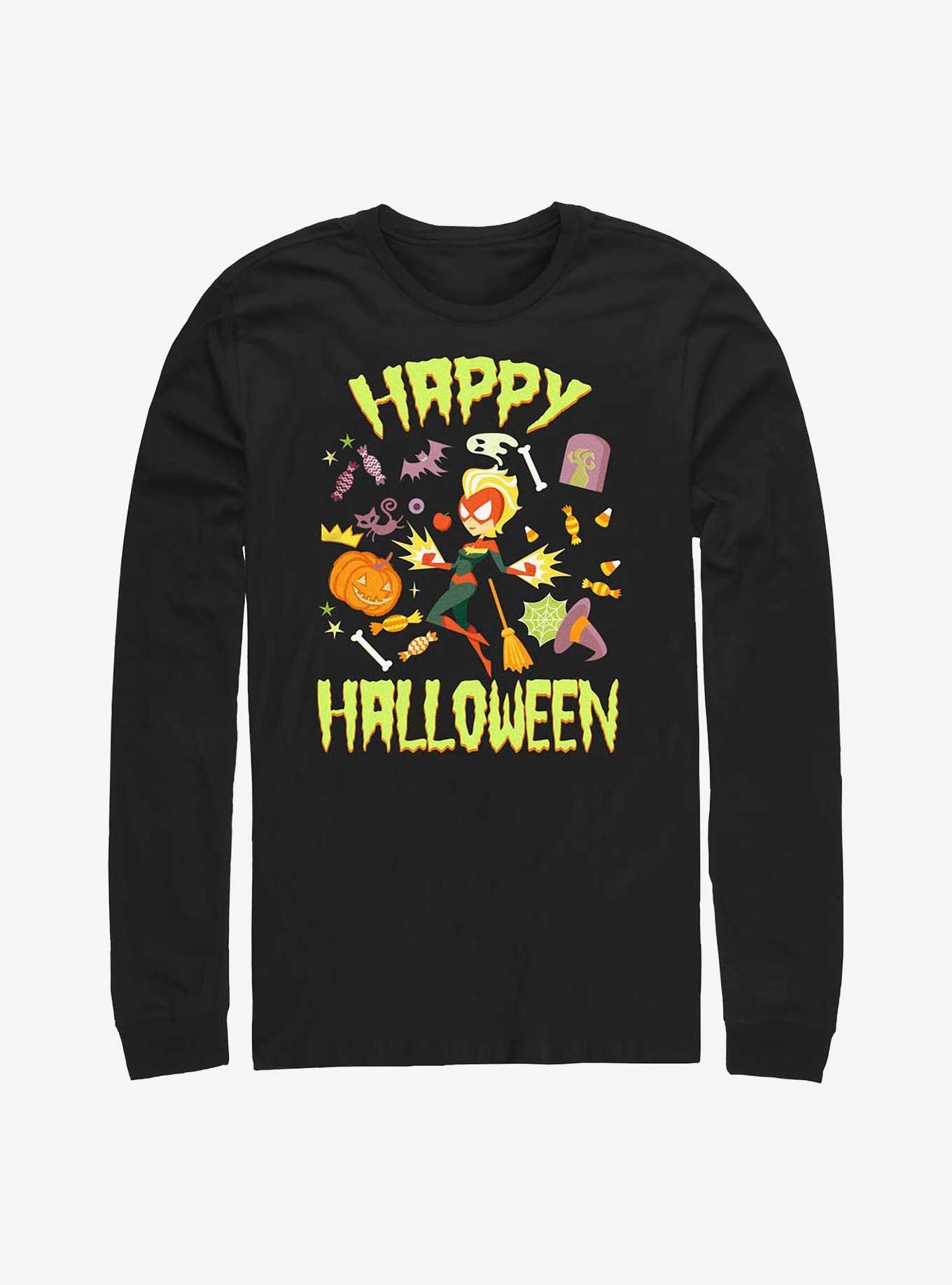 Marvel Captain Marvel Happy Halloween Long-Sleeve T-Shirt, BLACK, hi-res