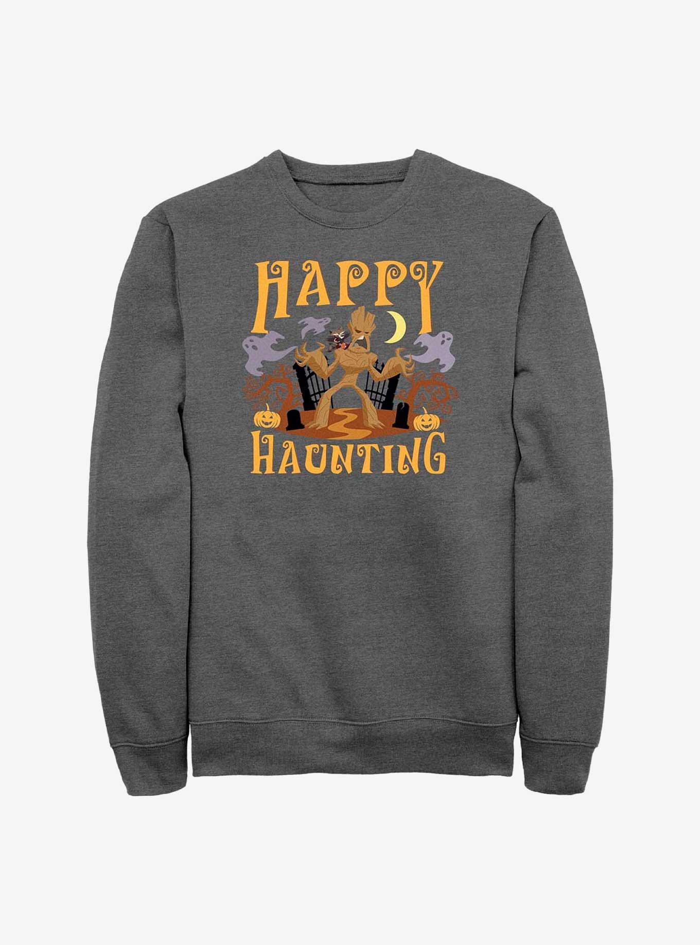 Marvel Guardians Of The Galaxy Groot & Rocket Happy Haunting Sweatshirt, CHAR HTR, hi-res