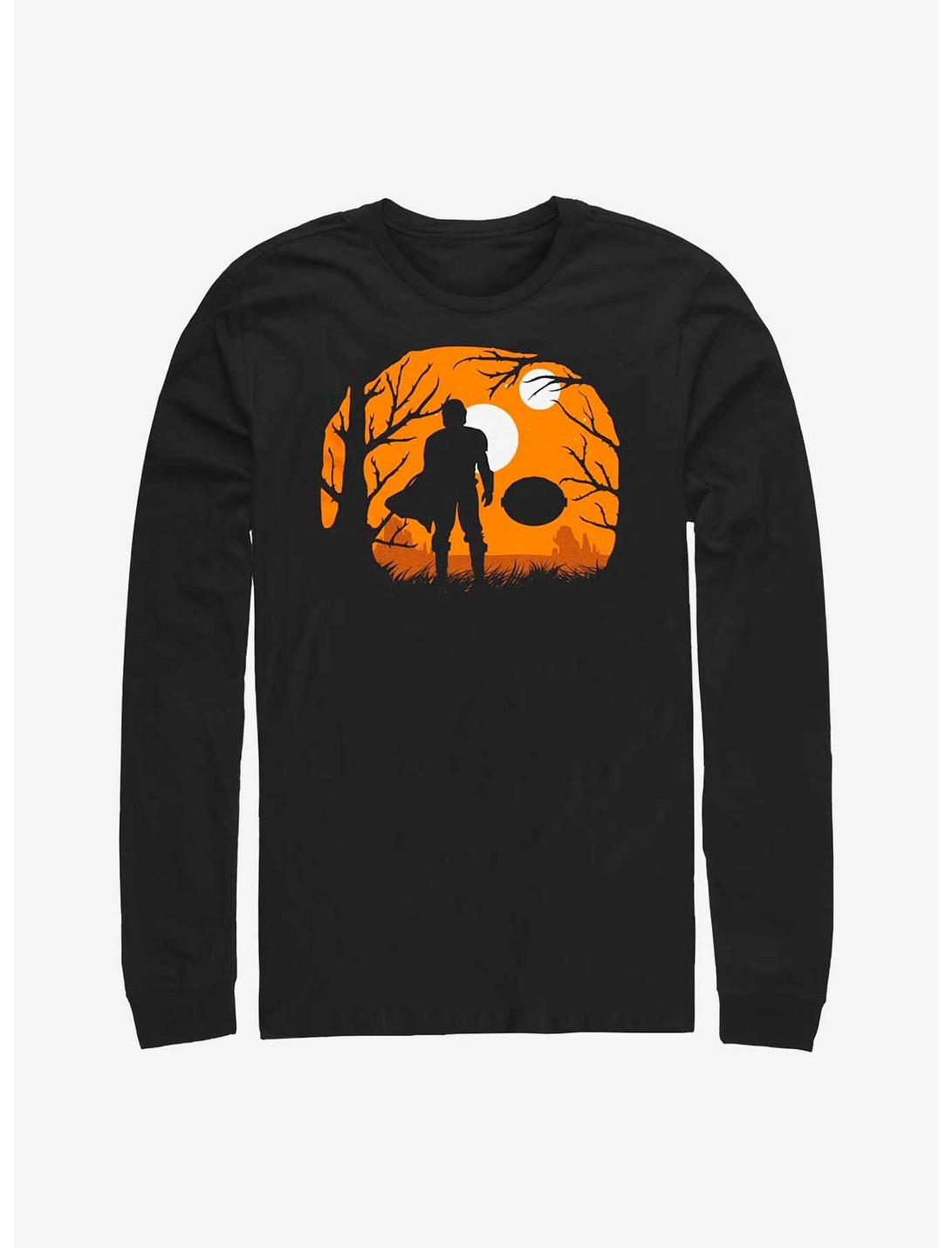 Star Wars The Mandalorian & The Child Halloween Silhouette Long-Sleeve T-Shirt, BLACK, hi-res