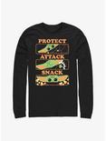 Star Wars The Mandalorian The Child Protect, Attack, & Snack Long-Sleeve T-Shirt, BLACK, hi-res
