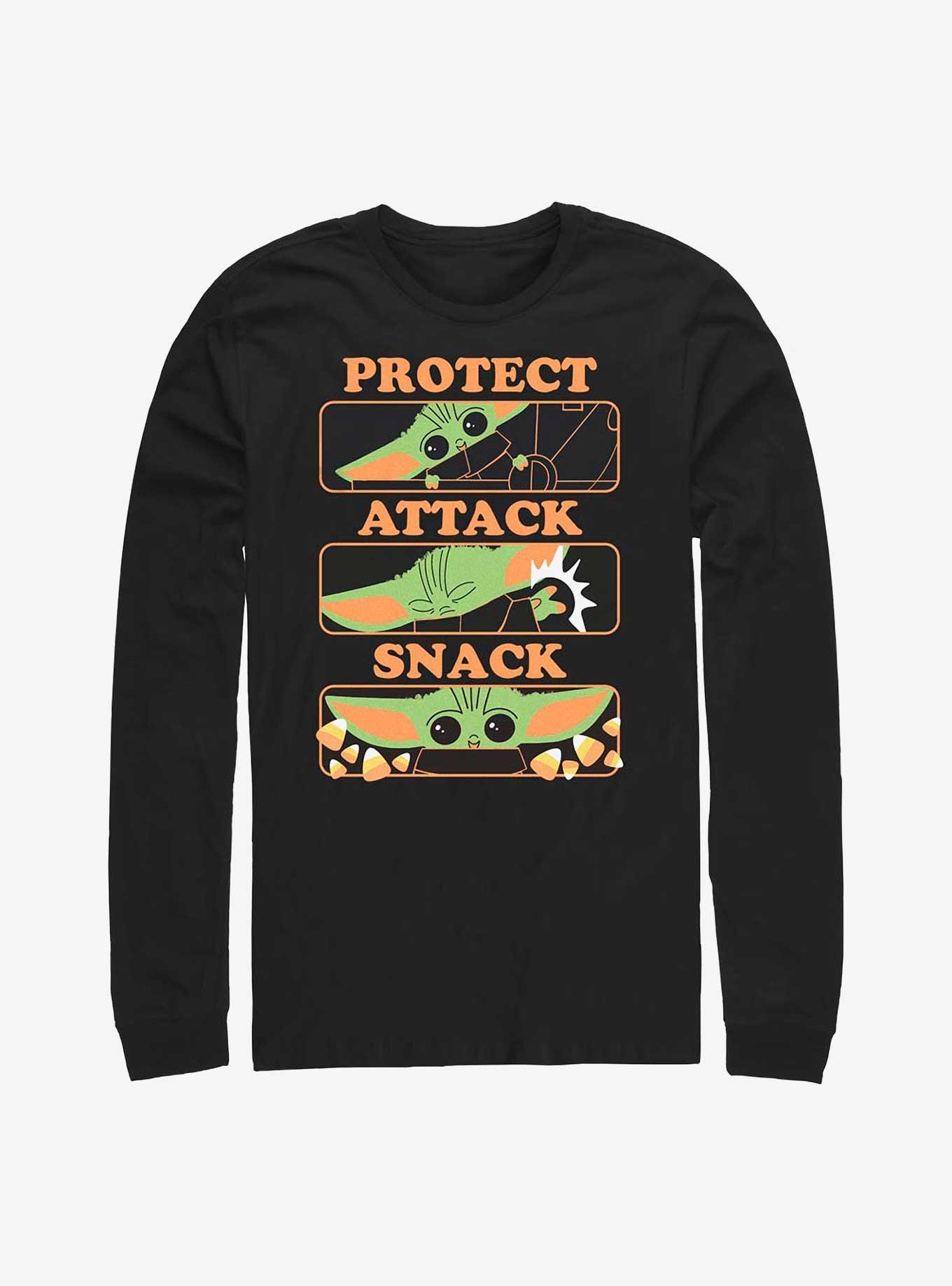 Star Wars The Mandalorian The Child Protect, Attack, & Snack Long-Sleeve T-Shirt, , hi-res