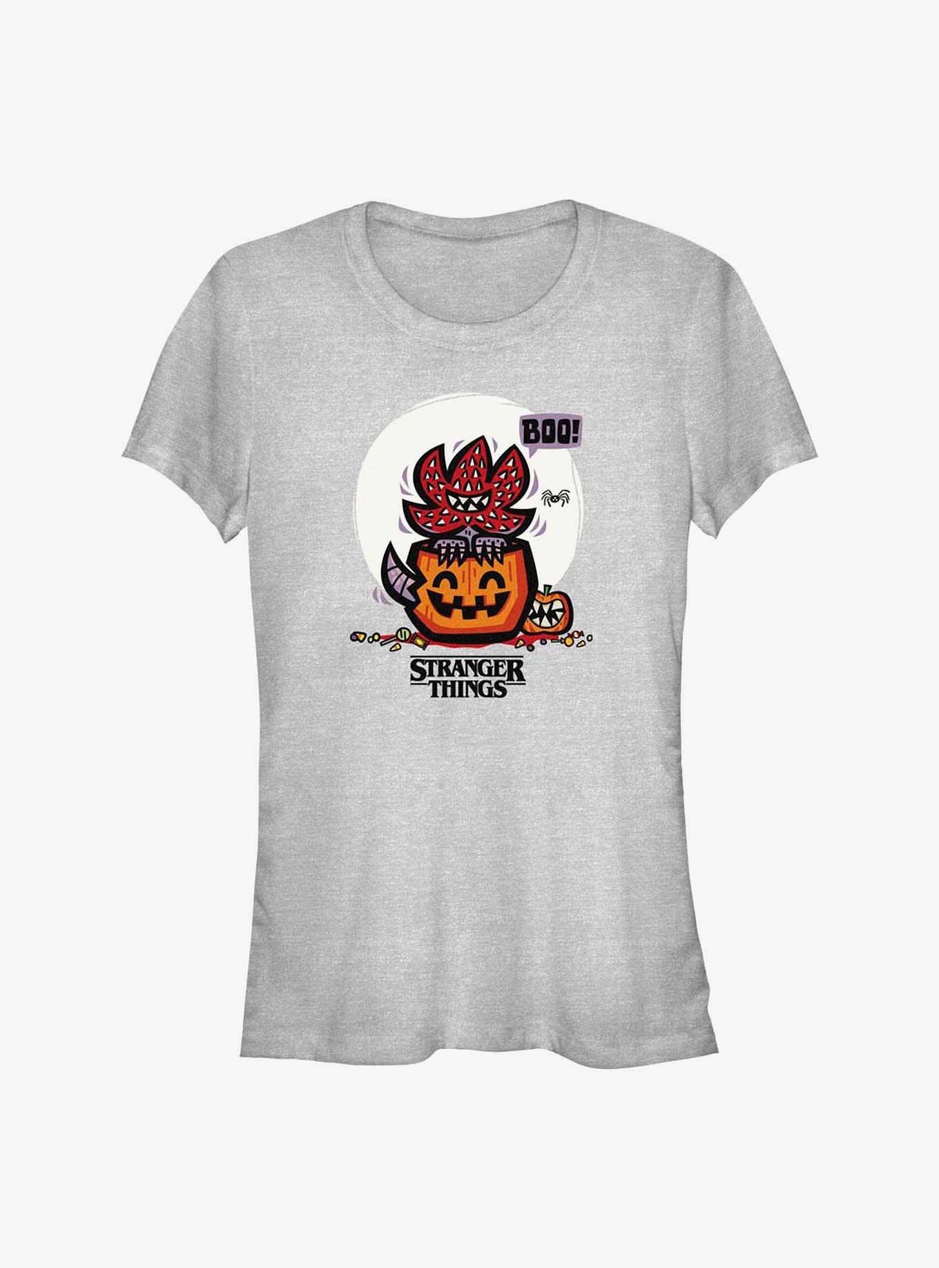 Stranger Things Demodog Jack-O'-Lantern Girls T-Shirt, ATH HTR, hi-res