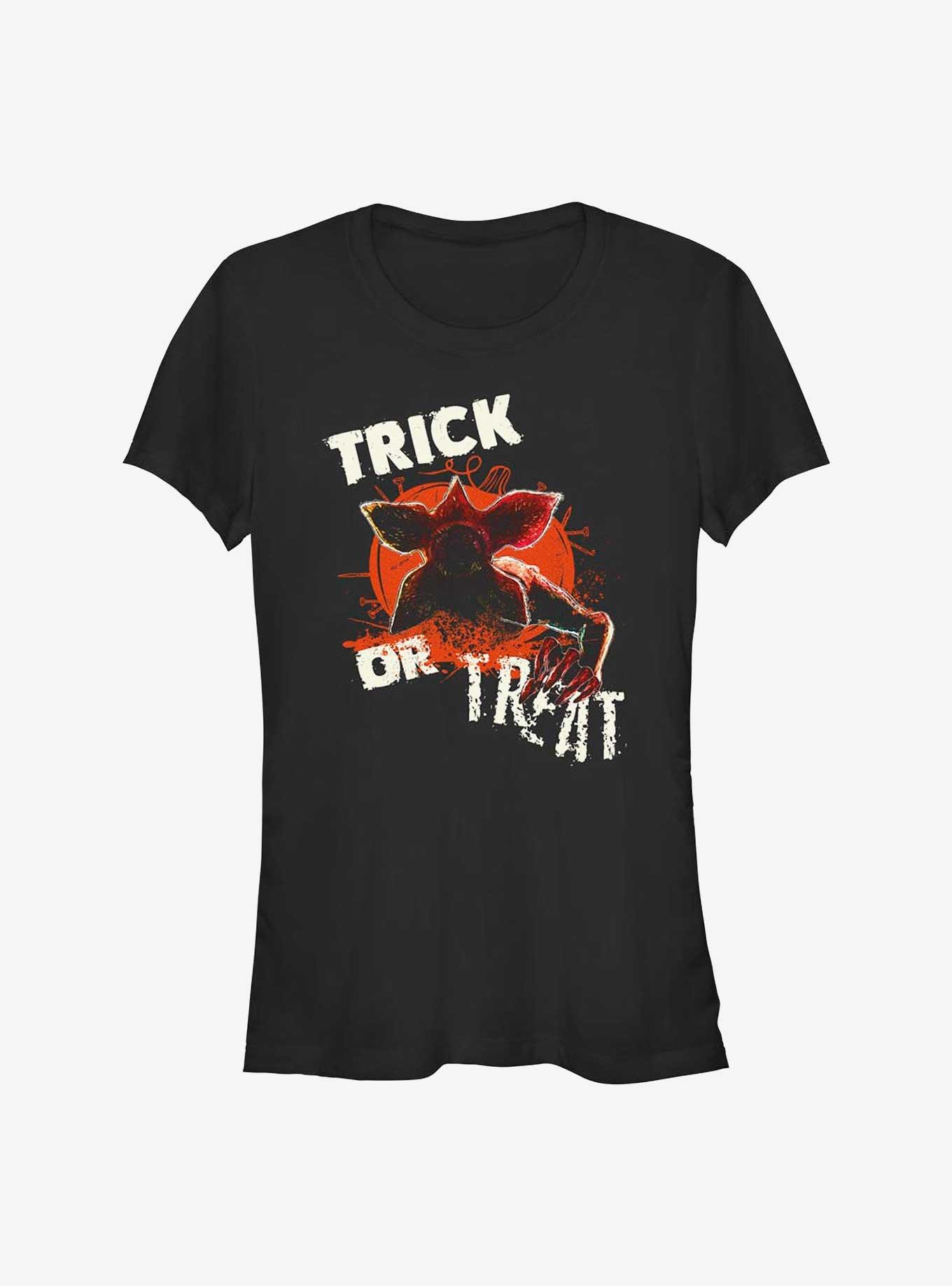 Stranger Things Demogorgon Pumpkin Trick Or Treat Girls T-Shirt, BLACK, hi-res