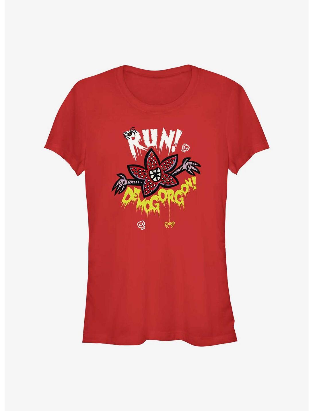 Stranger Things Run Away! Demogorgon! Girls T-Shirt, RED, hi-res