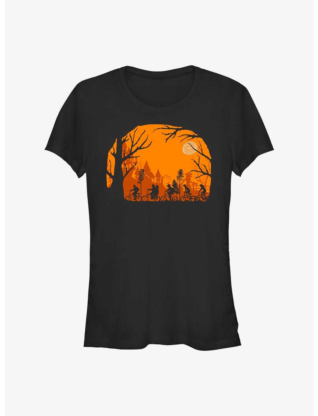 Stranger Things Halloween Silhouette Girls T-Shirt, BLACK, hi-res