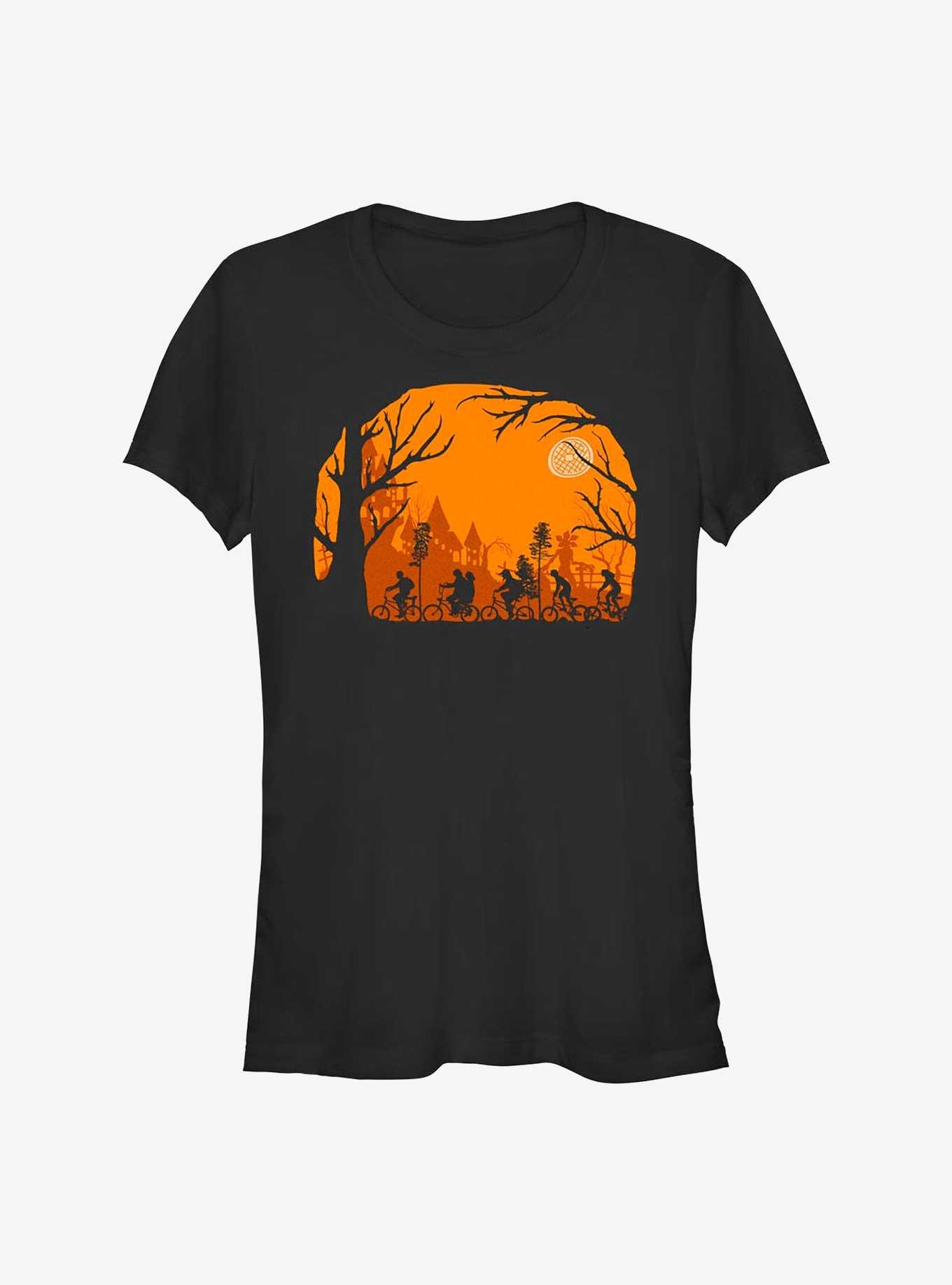 Stranger Things Halloween Silhouette Girls T-Shirt, BLACK, hi-res