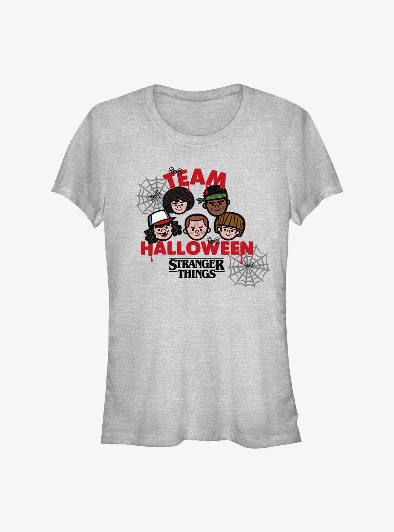 Stranger Things Team Halloween Faces Girls T-Shirt, ATH HTR, hi-res