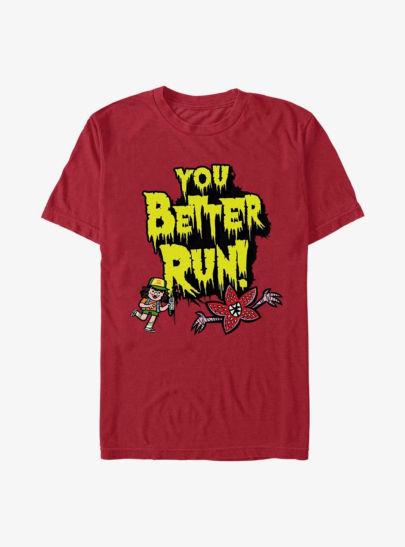 Stranger Things Dustin You Better Run T-Shirt, CARDINAL, hi-res