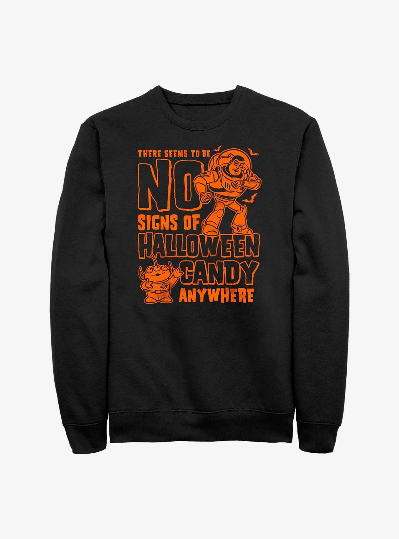 Disney Pixar Toy Story Buzz Lightyear No Signs Of Halloween Candy Sweatshirt, BLACK, hi-res