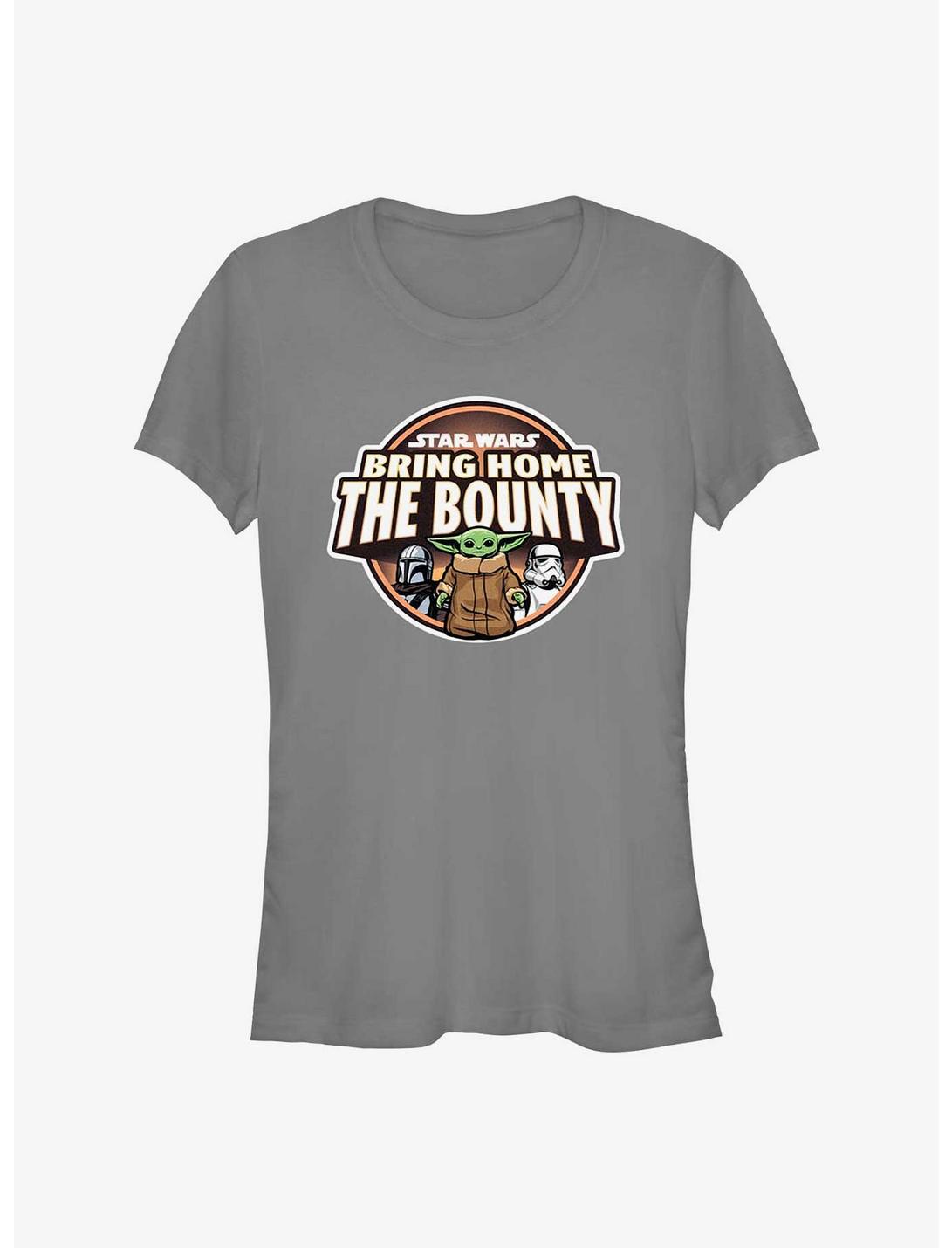 Star Wars The Mandalorian Bring Home The Bounty Characters Logo Girls T-Shirt, CHARCOAL, hi-res