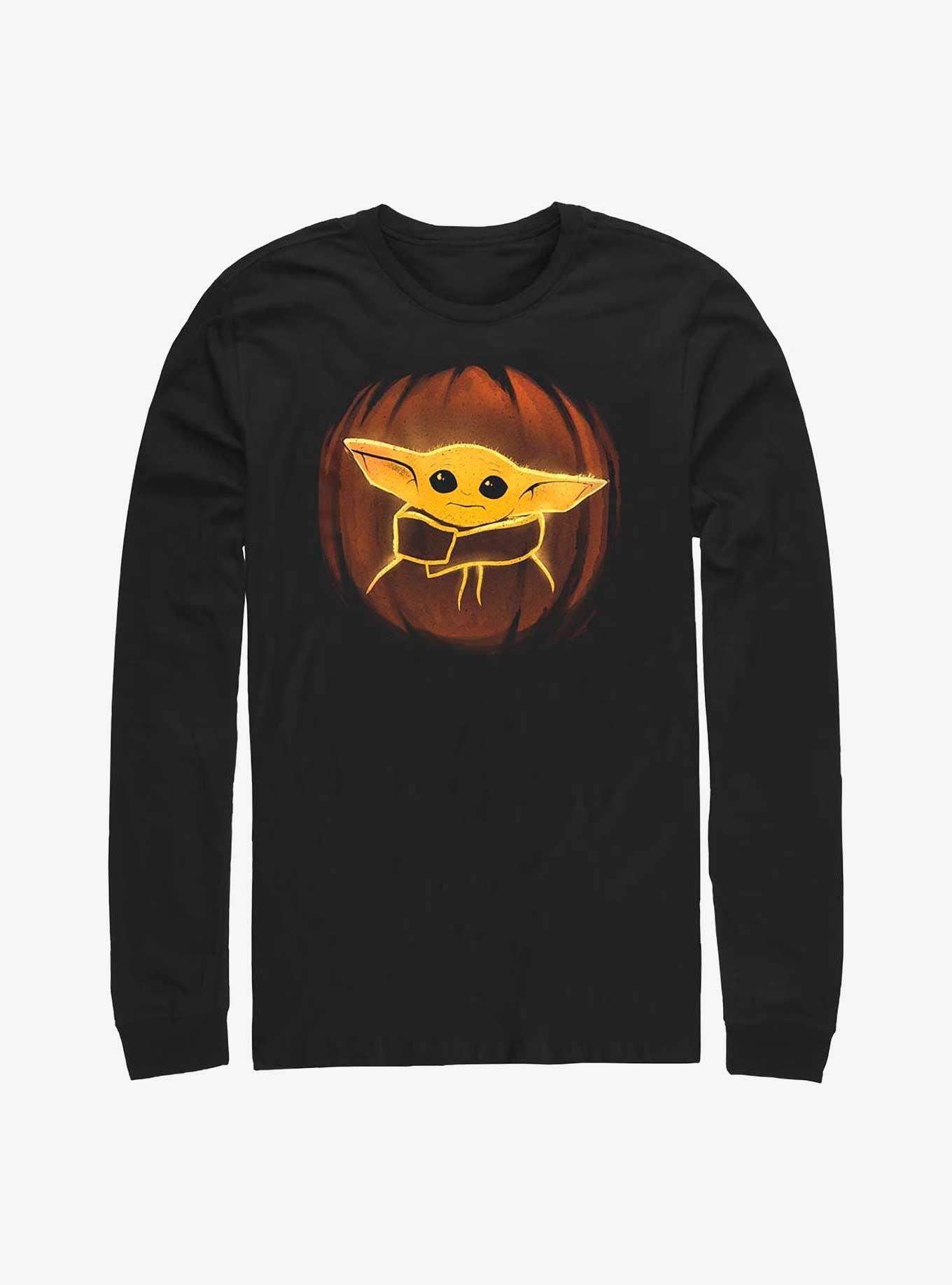 Star Wars The Mandalorian The Child Pumpkin Carving Long-Sleeve T-Shirt, BLACK, hi-res