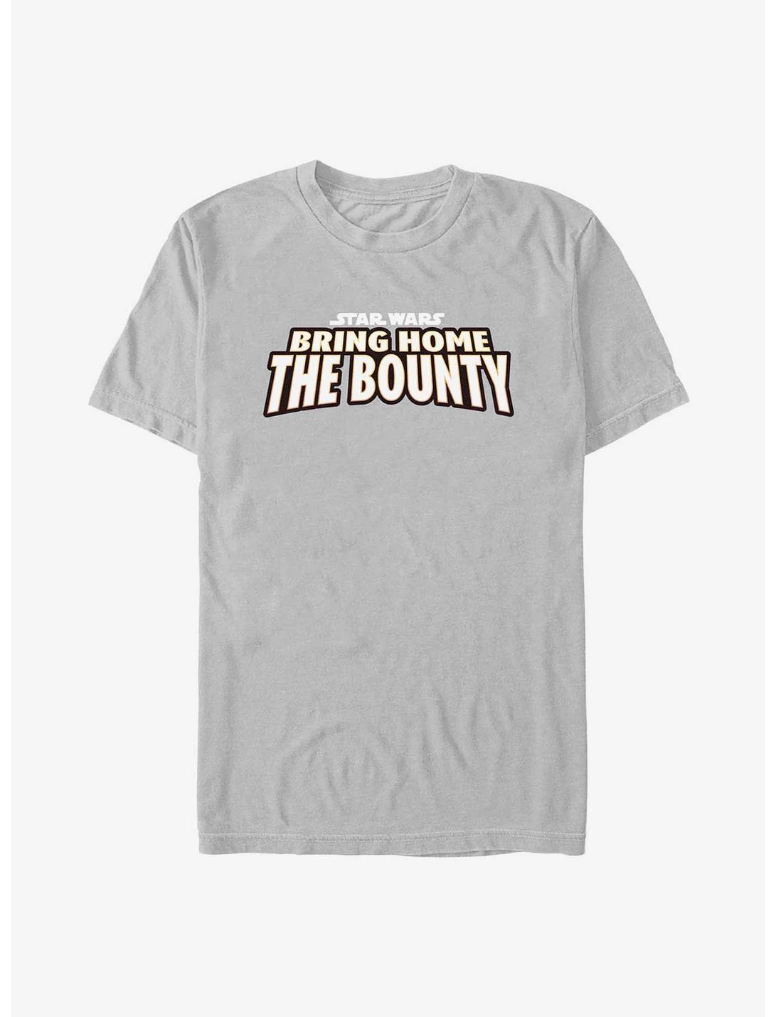 Star Wars The Mandalorian Bring Home The Bounty Logo T-Shirt, SILVER, hi-res