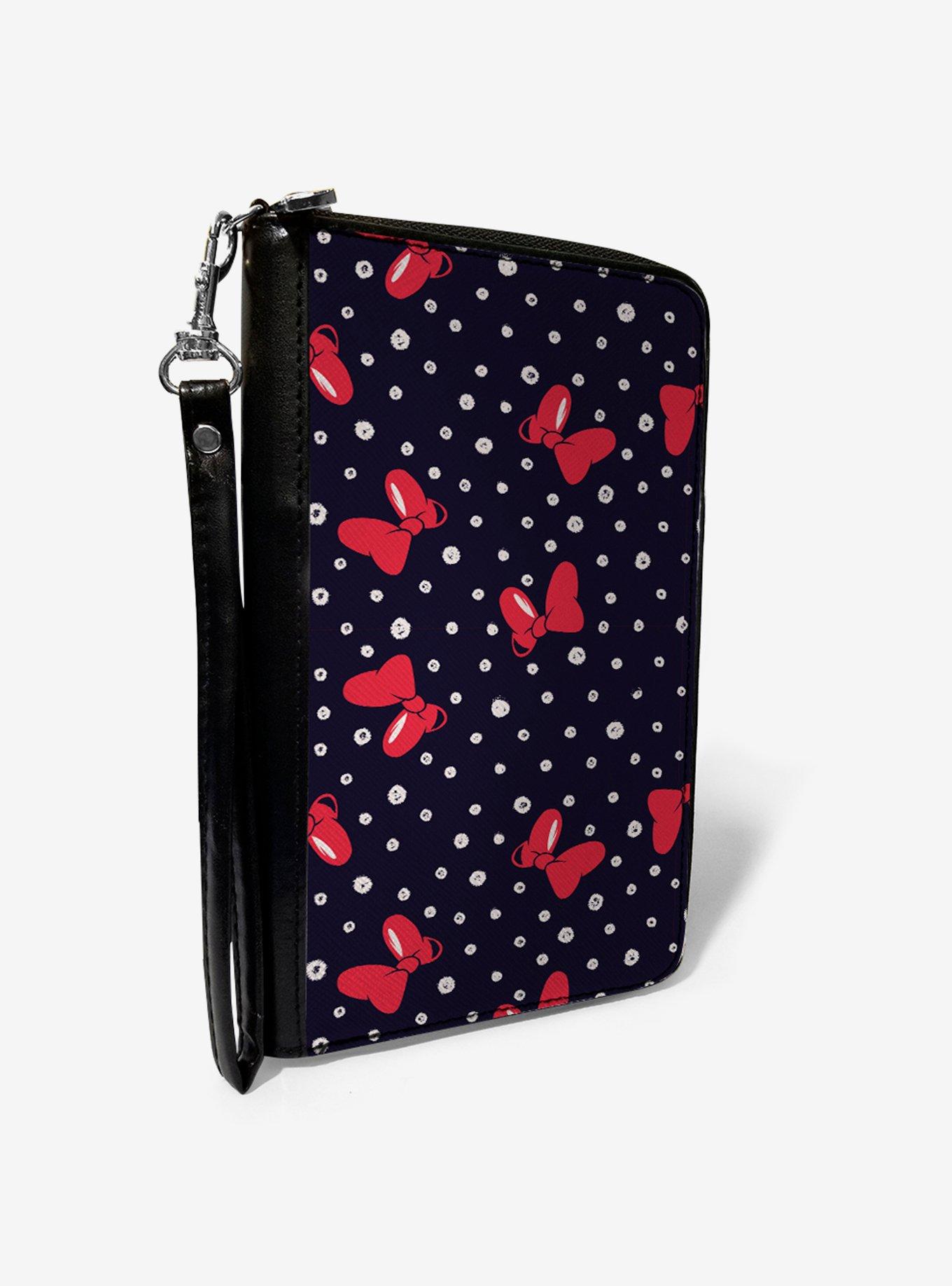 Disney Minnie Mouse Bow Polka Dot Toss Print Zip Around Wallet, , hi-res