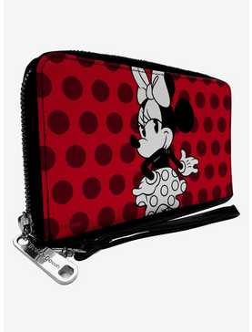 Disney Minnie Mouse Vintage Polka Dot Zip Around Wallet, , hi-res