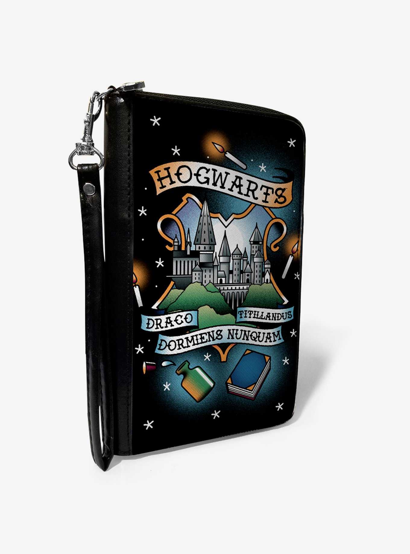 Harry Potter Hogwarts Motto Tattoo Zip Around Wallet, , hi-res