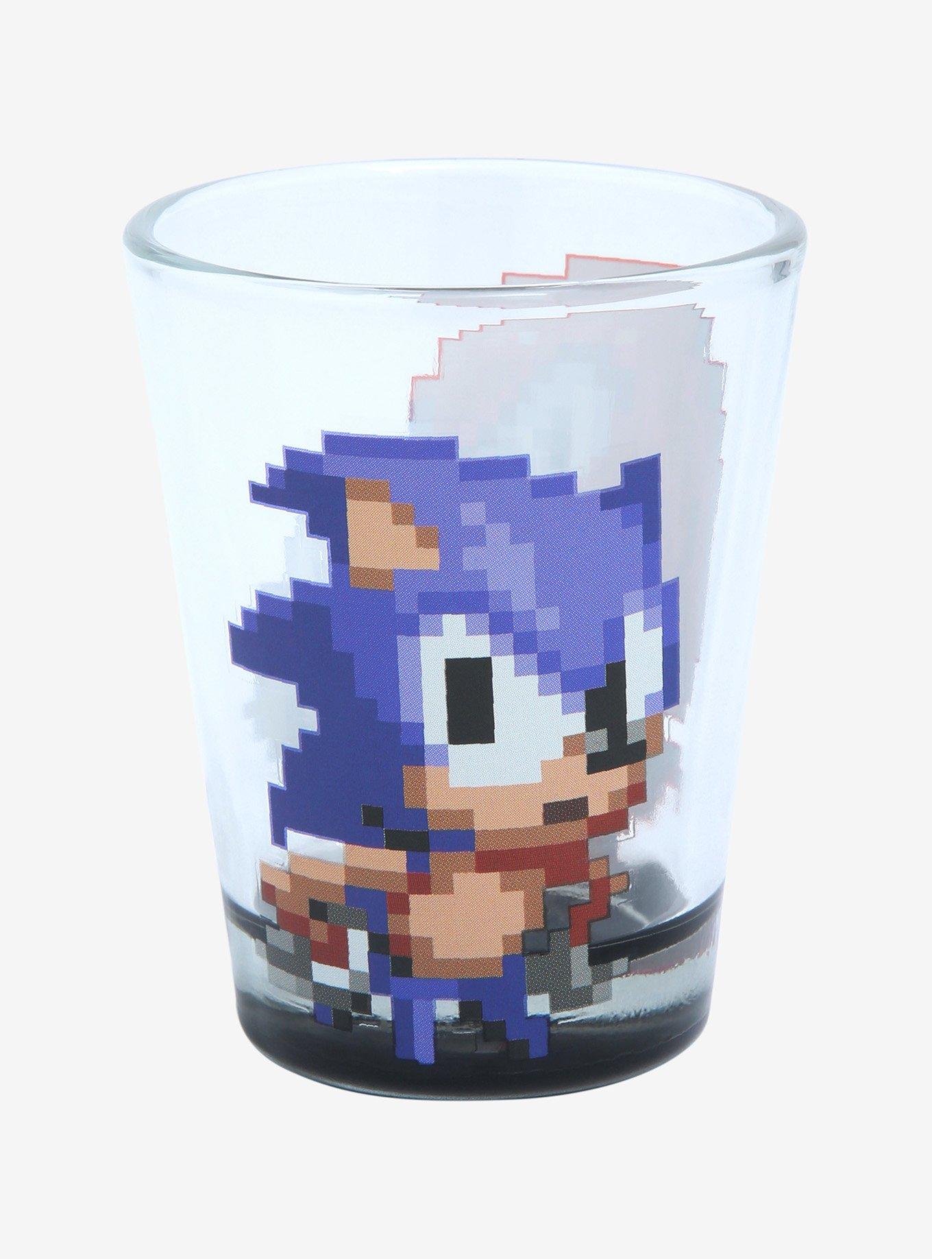 Just Funky Sonic The Hedgehog Pivel Design 16 Oz Glass Tumbler Cups