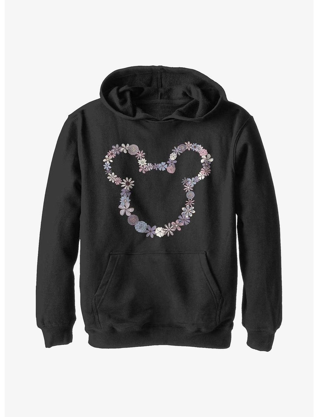 Plus Size Disney Mickey Mouse Flowers Youth Hoodie, BLACK, hi-res
