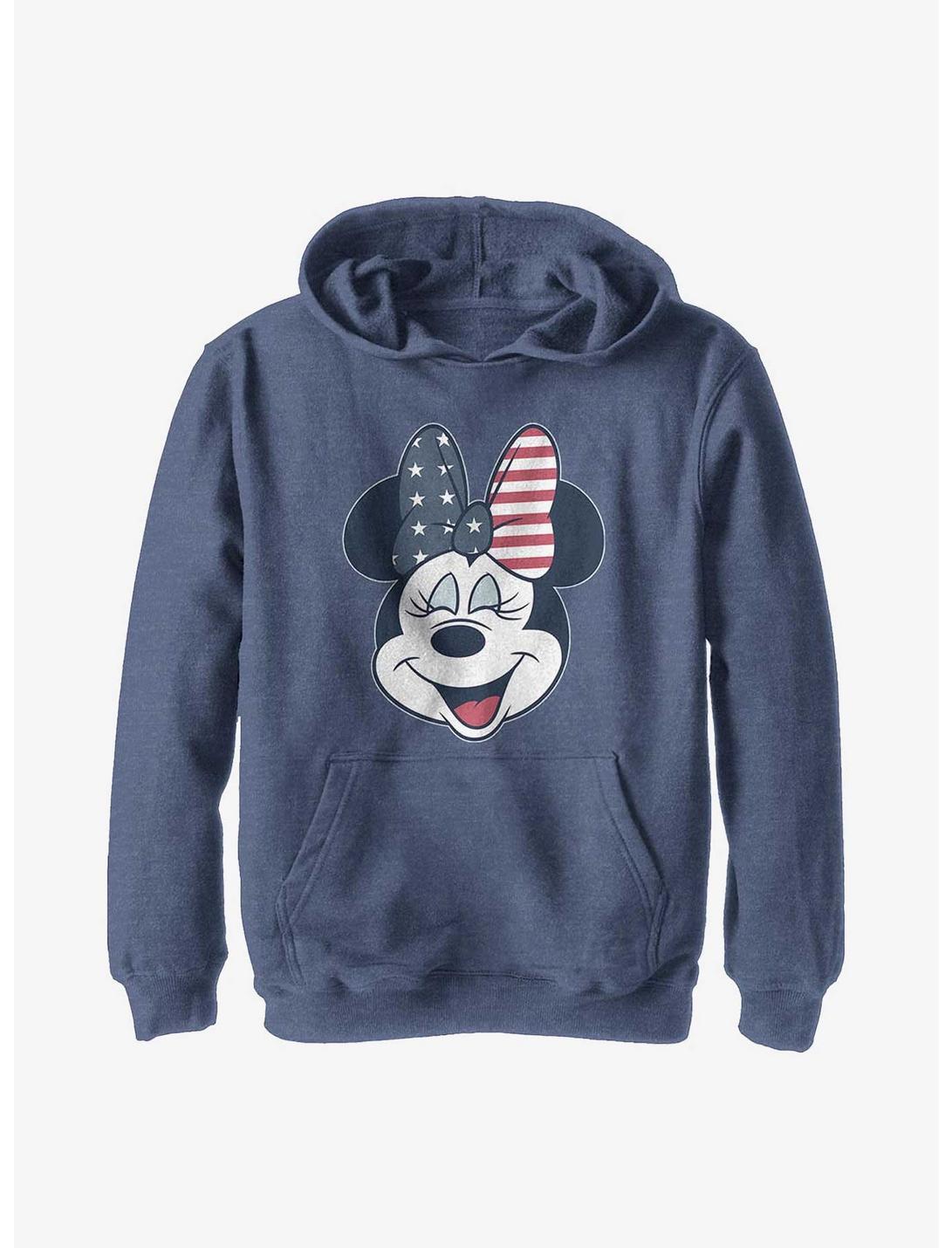 Disney Minnie Mouse American Bow Youth Hoodie, NAVY HTR, hi-res
