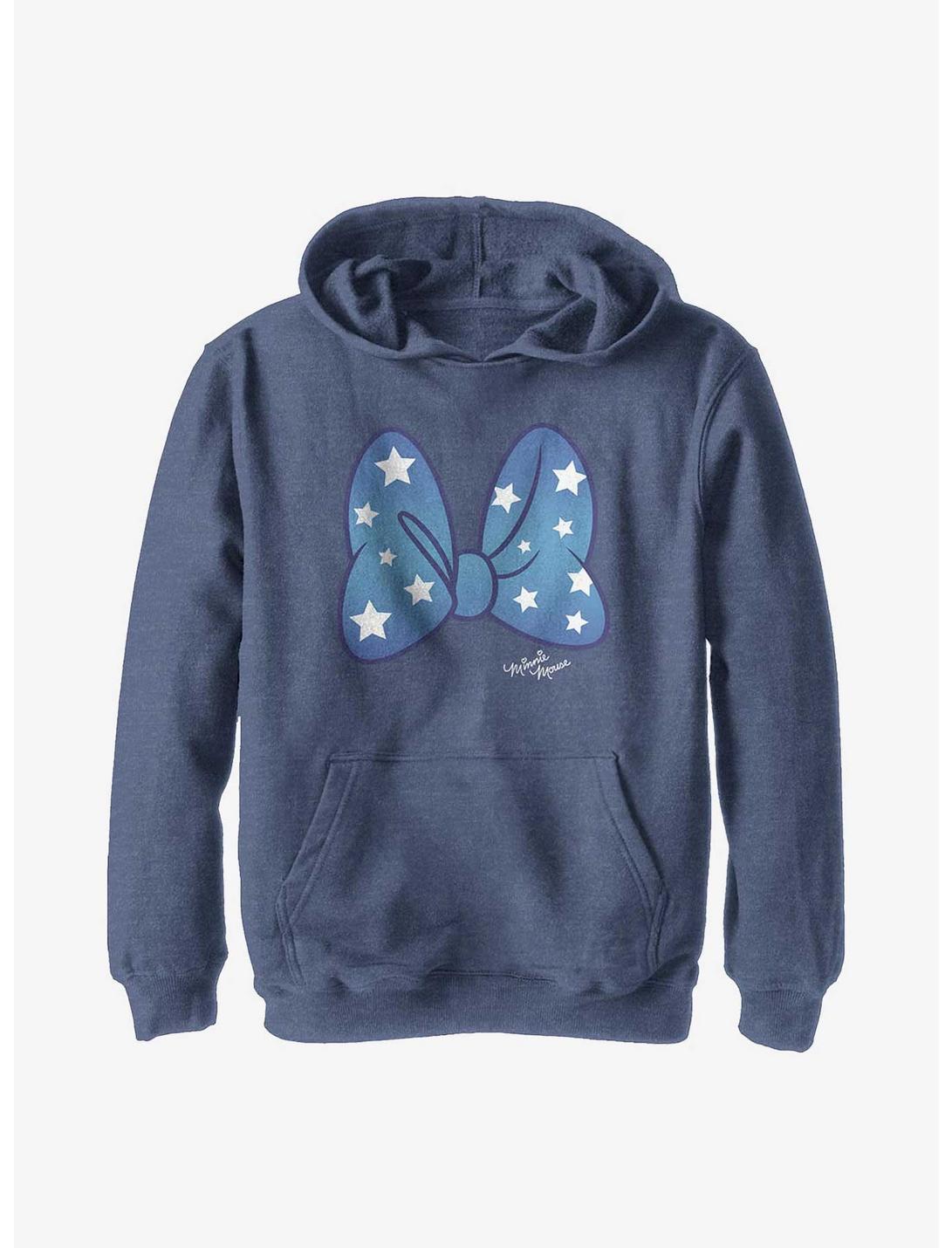Plus Size Disney Minnie Mouse Stars Bow Youth Hoodie, NAVY HTR, hi-res