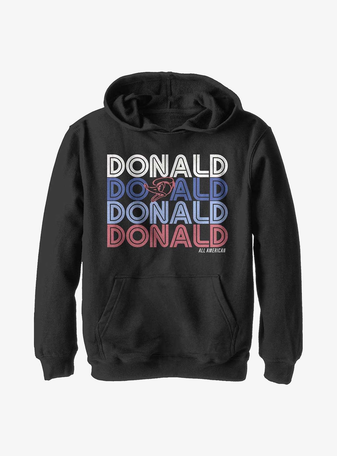 Disney Donald Duck Retro Stack Donald Youth Hoodie, BLACK, hi-res