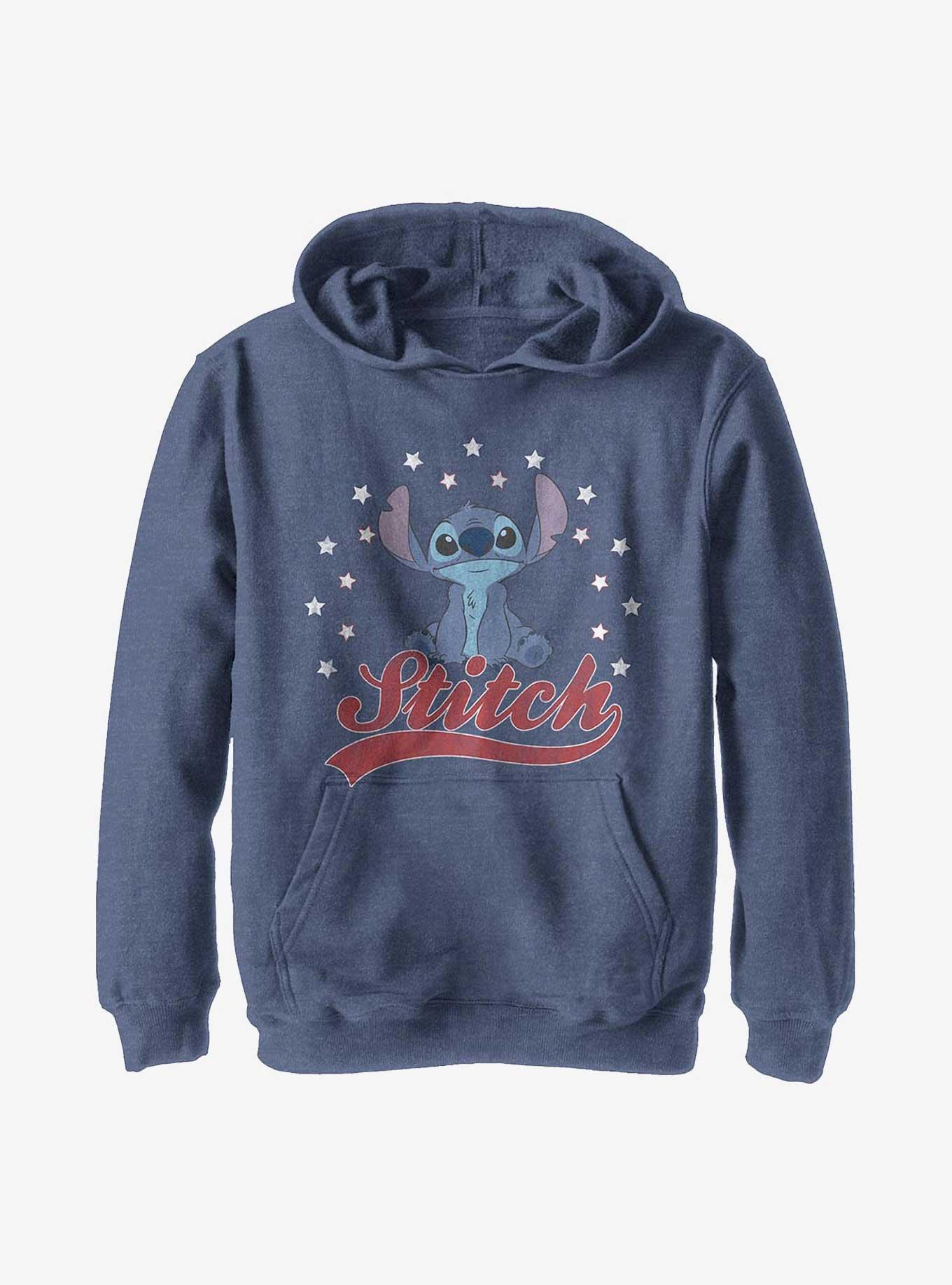 Disney Lilo And Stitch Stitch Americana Youth Hoodie, NAVY HTR, hi-res