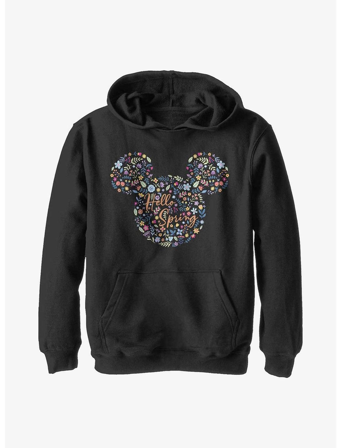 Disney Mickey Mouse Floral Ears Youth Hoodie, BLACK, hi-res