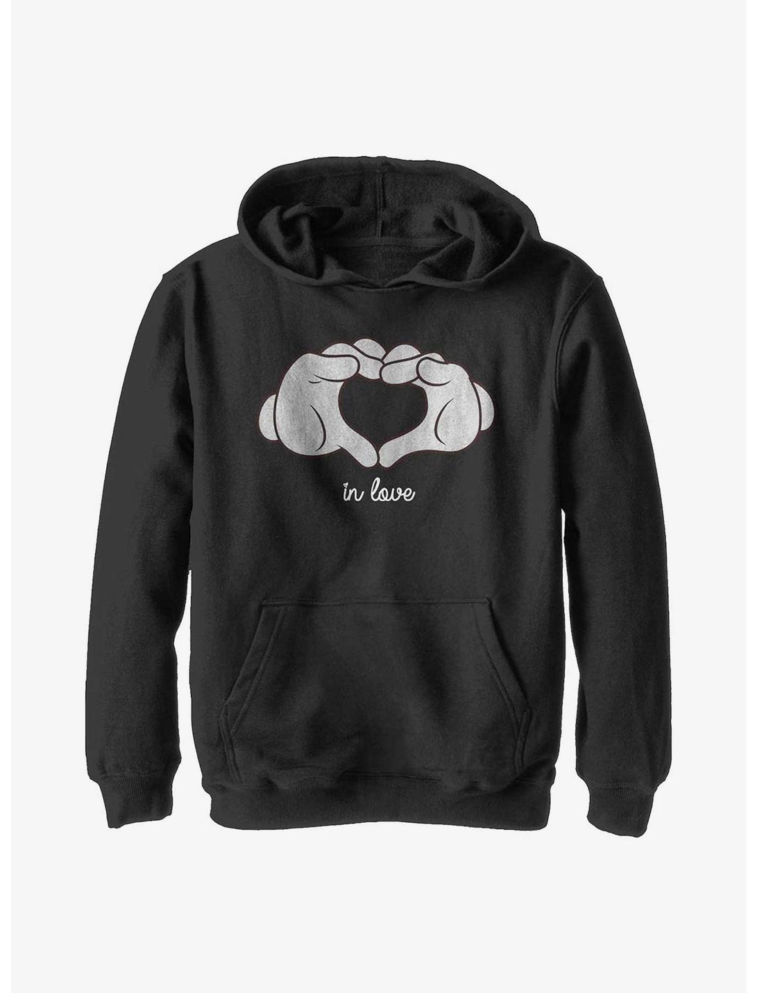 Disney Mickey Mouse Glove Heart Youth Hoodie, BLACK, hi-res