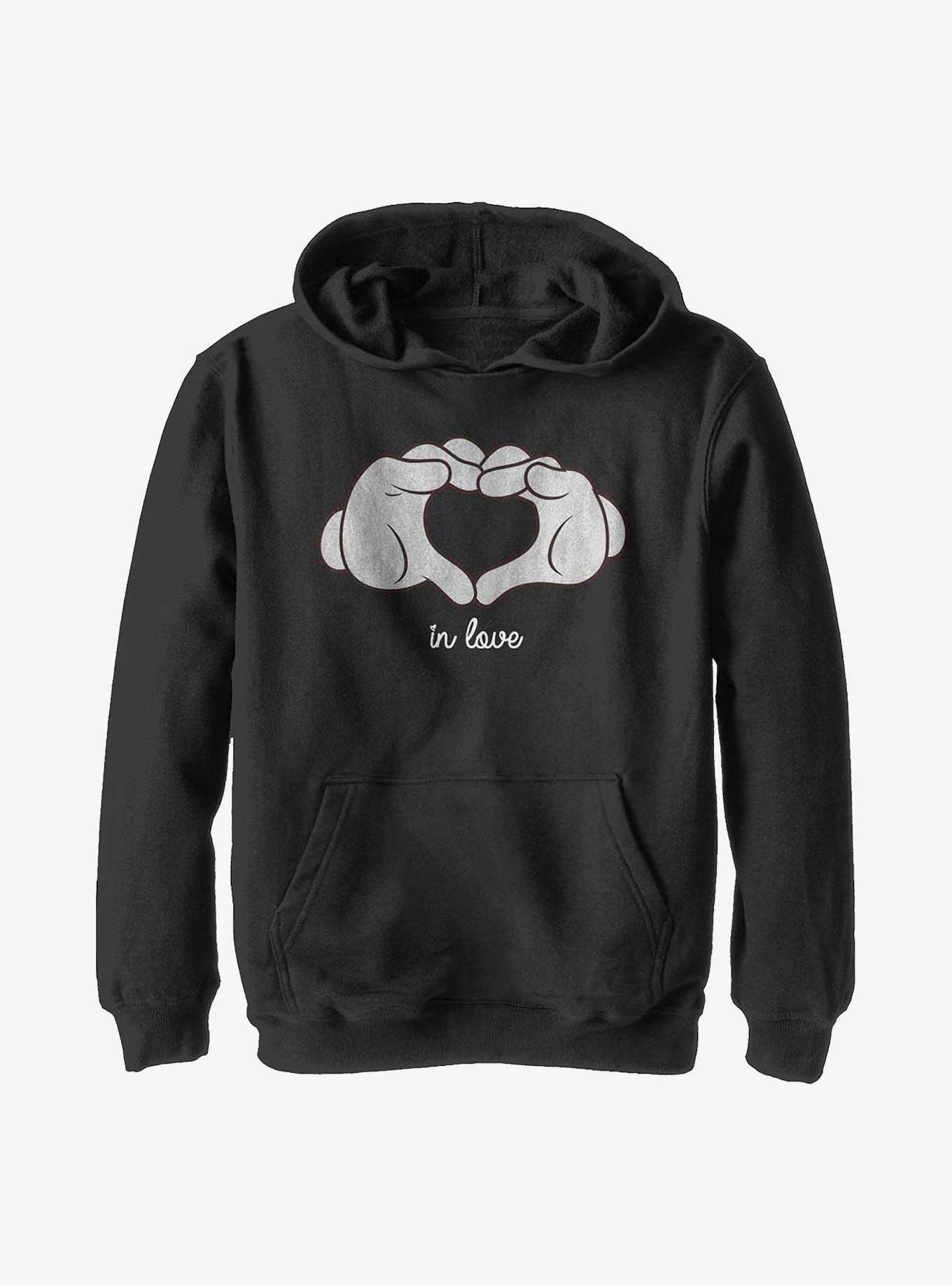 Disney Mickey Mouse Glove Heart Youth Hoodie, BLACK, hi-res