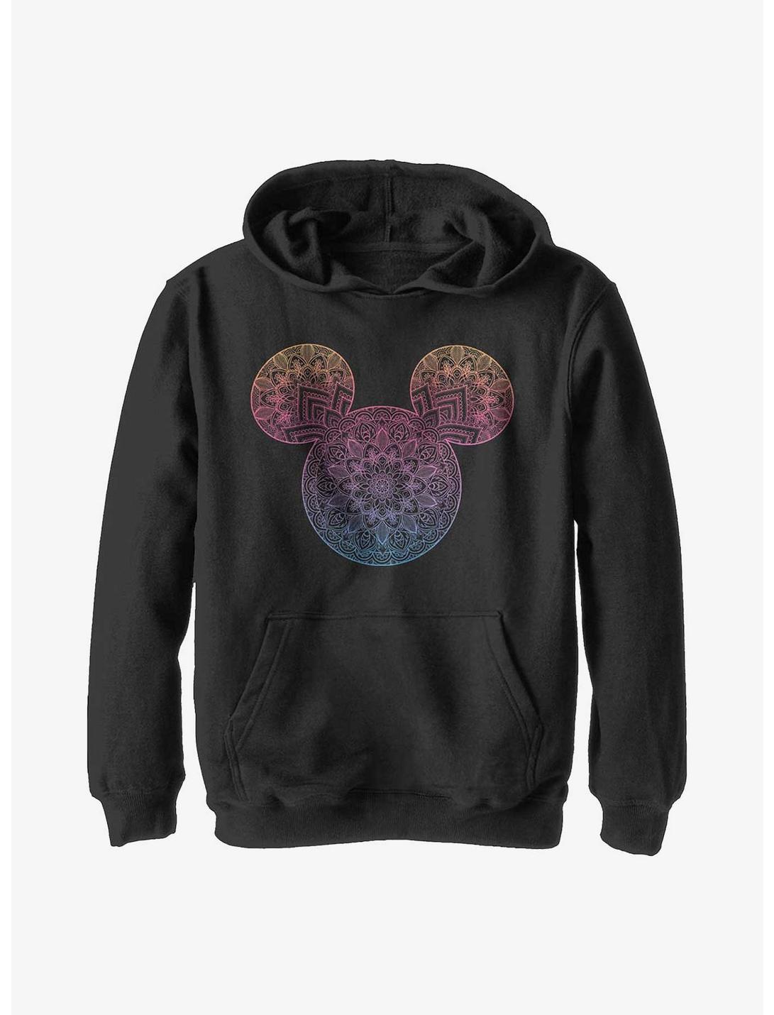 Disney Mickey Mouse Mandala Fill Youth Hoodie, BLACK, hi-res