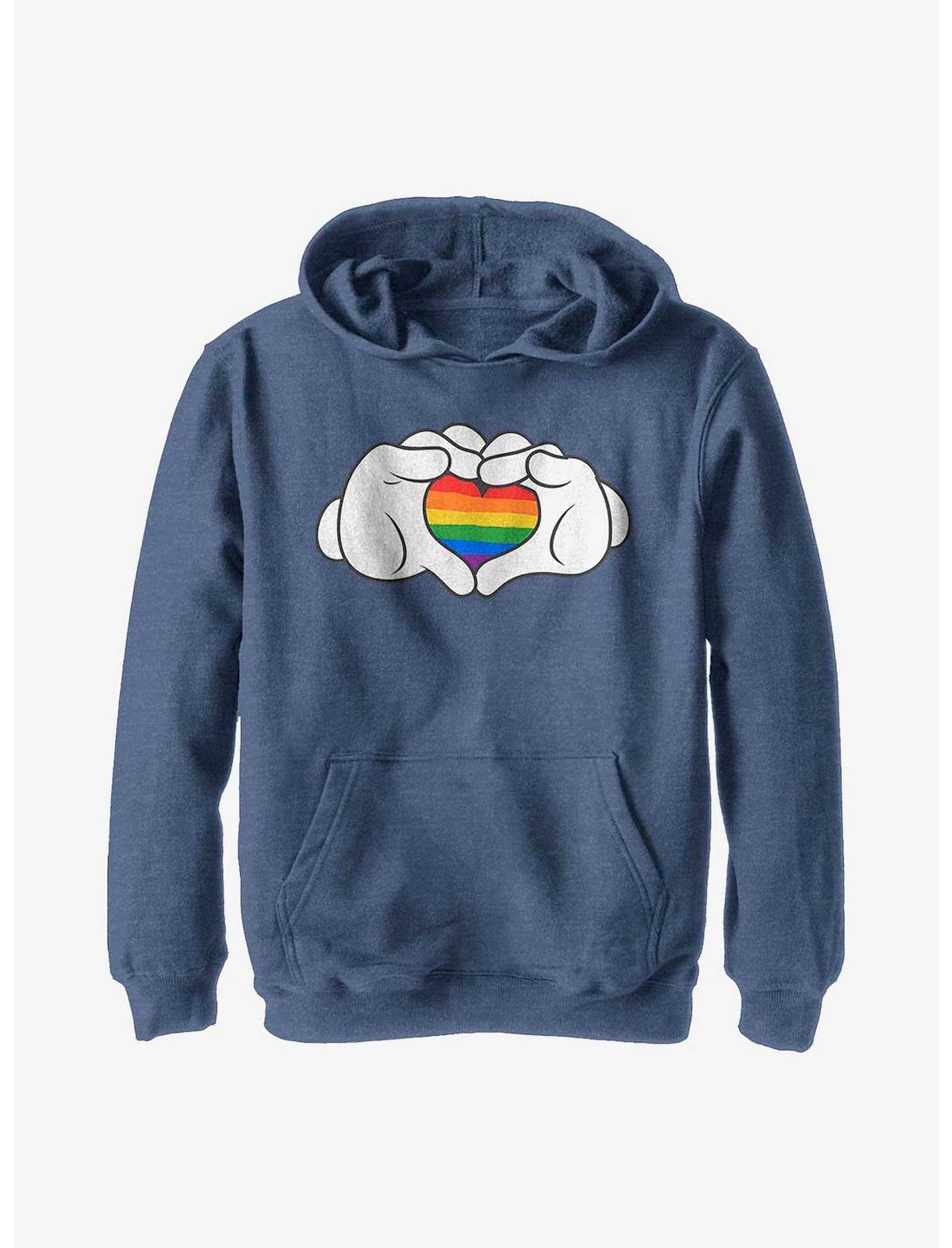 Disney Mickey Mouse Rainbow Love Youth Hoodie, NAVY HTR, hi-res