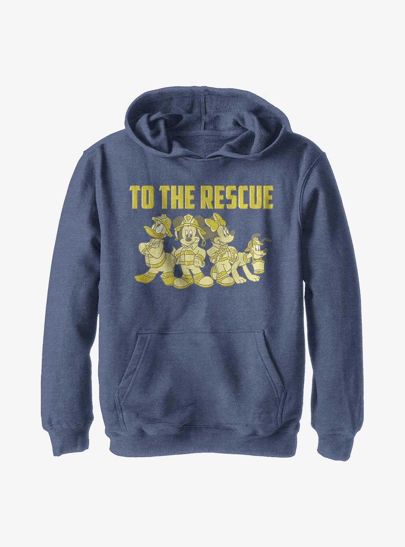 Disney Mickey Mouse Thanks Firefighters Youth Hoodie, NAVY HTR, hi-res