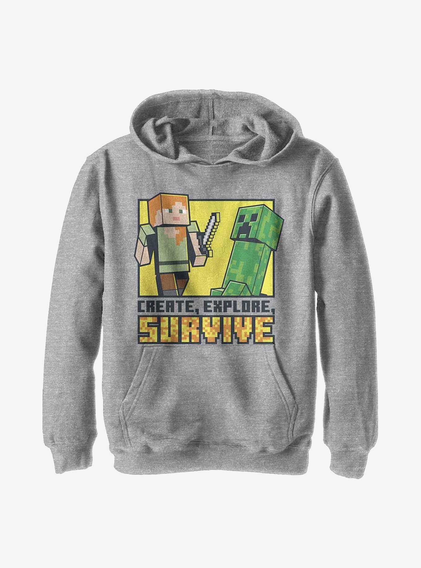 Minecraft Create Explore Survive Youth Hoodie, , hi-res