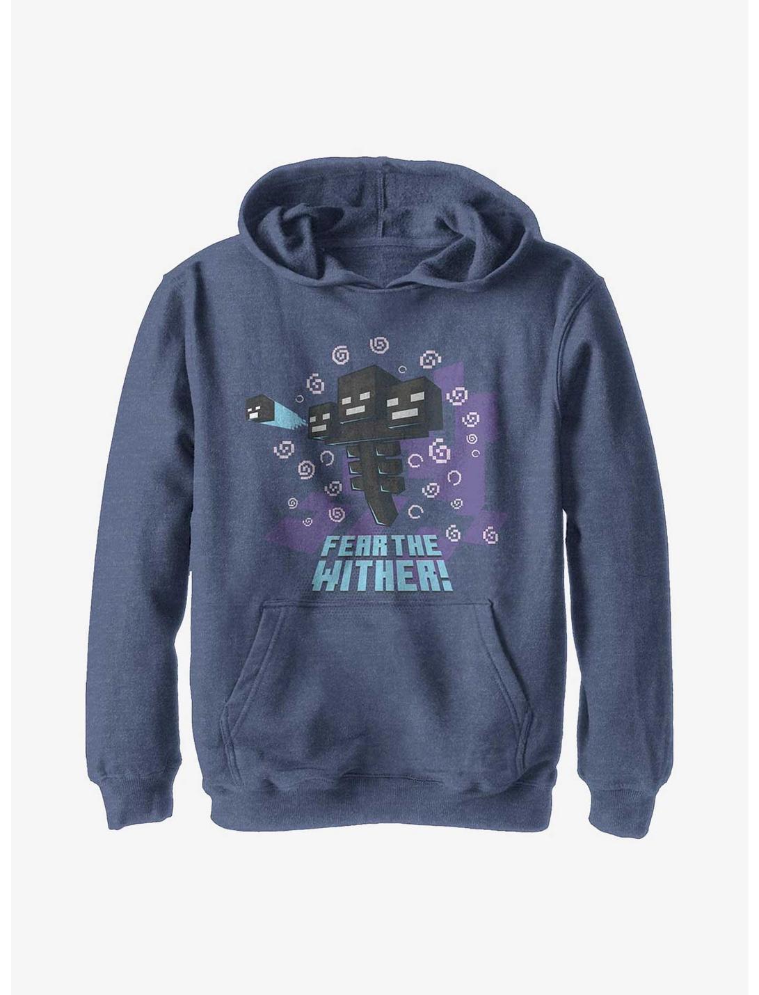 Minecraft Fear The Wither Youth Hoodie, NAVY HTR, hi-res