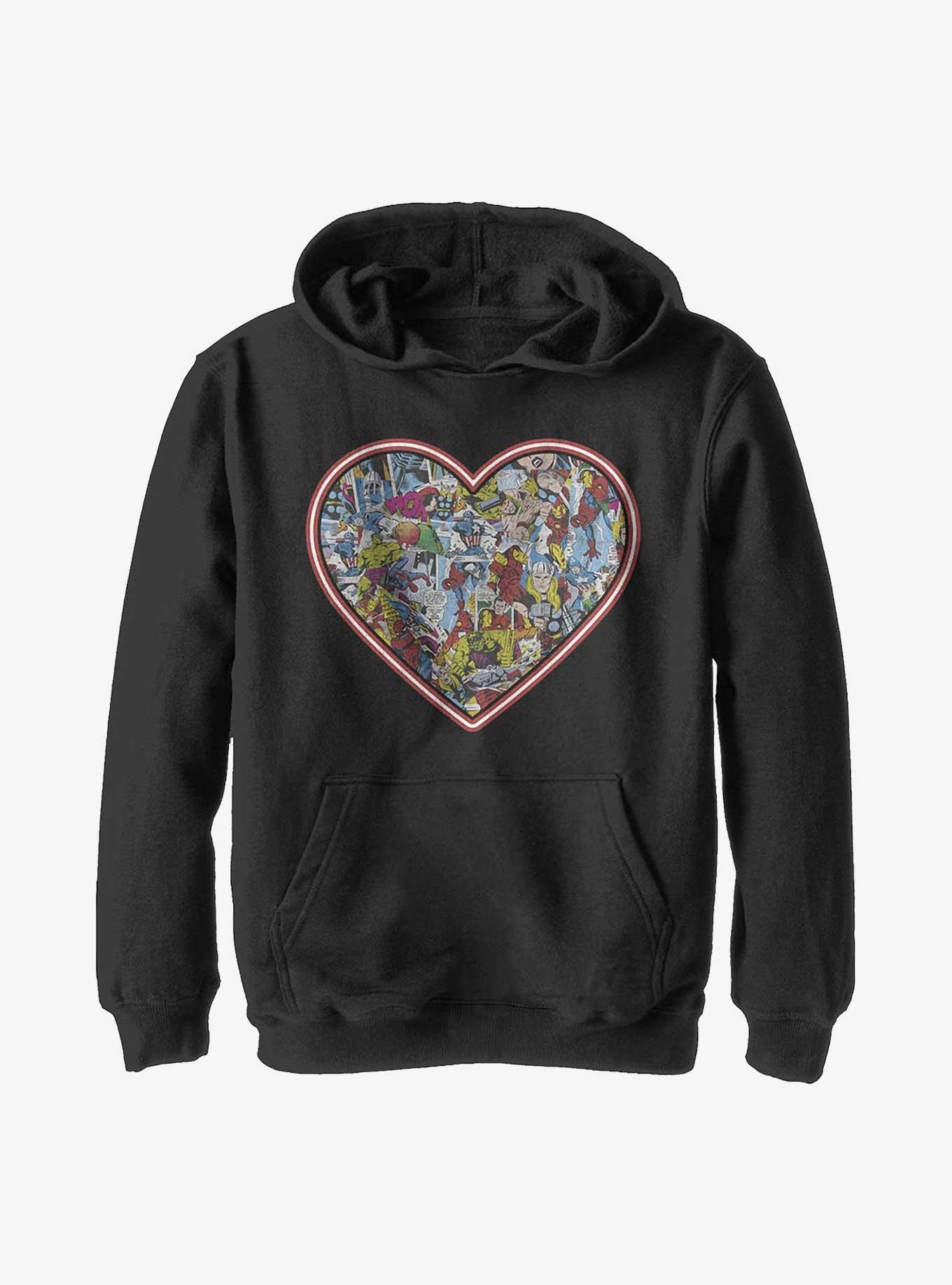 Marvel Avengers Marvel Comic Heart Youth Hoodie, , hi-res