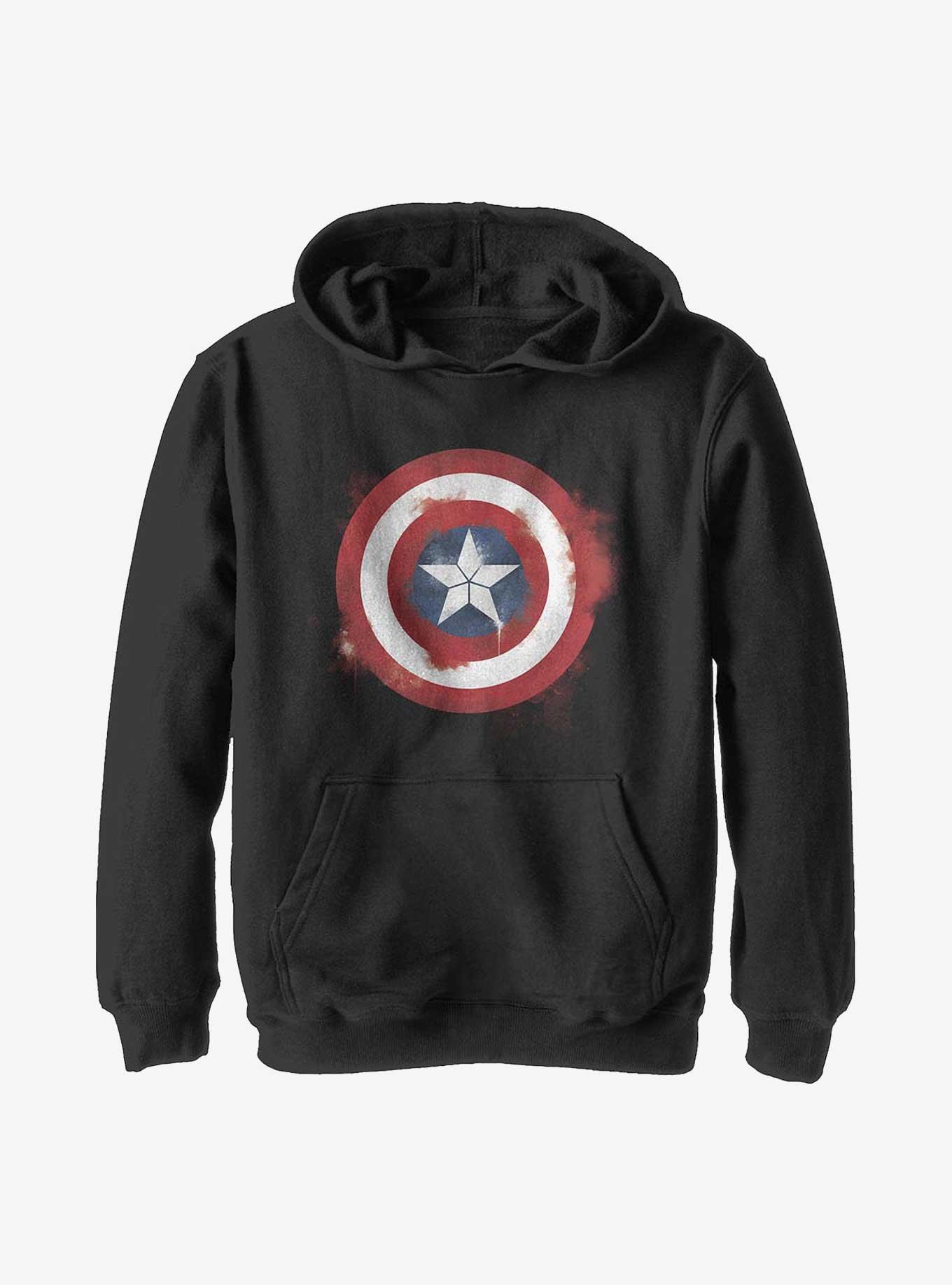 Marvel Captain America Spray Logo Youth Hoodie, BLACK, hi-res