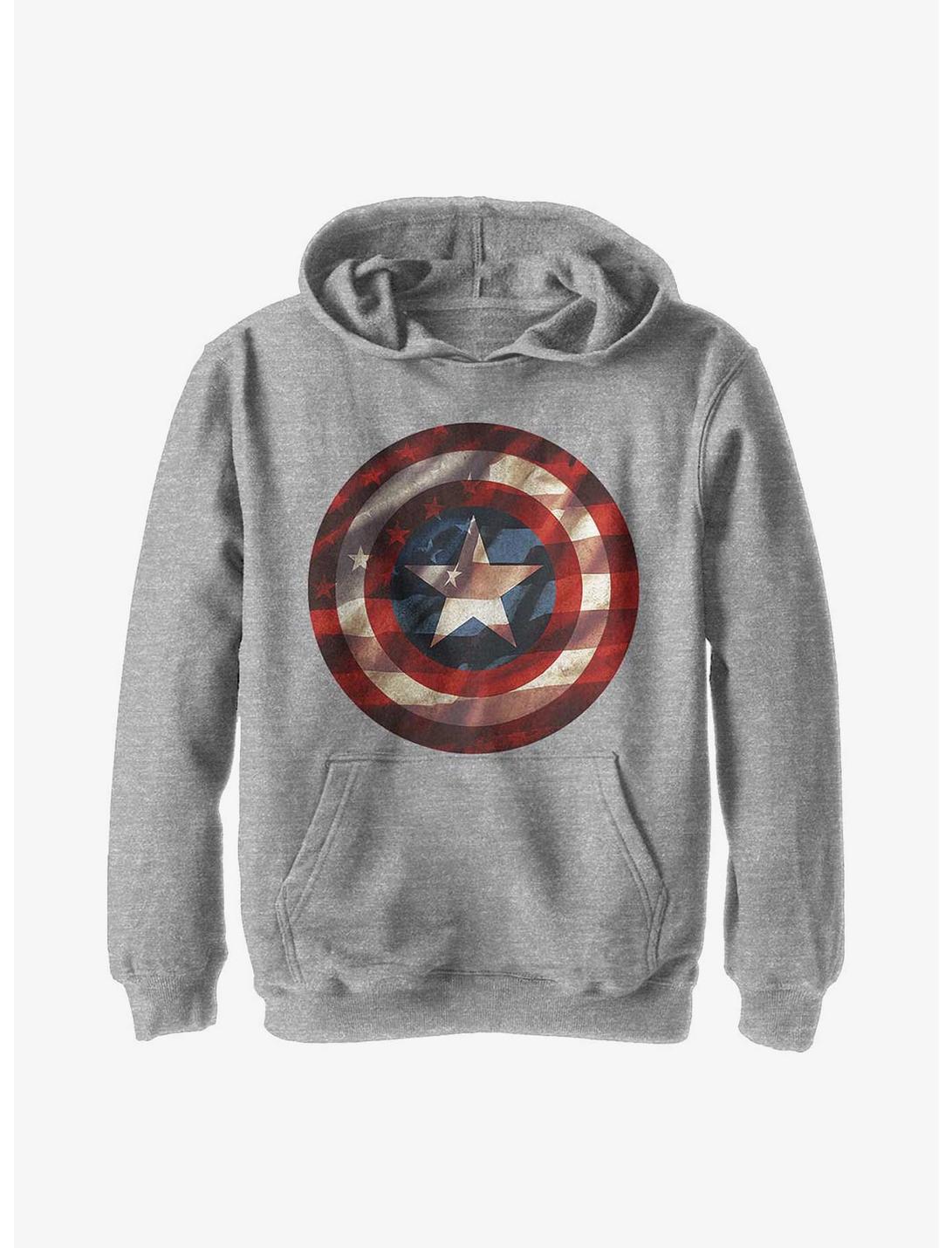 Marvel Captain America Flag Shield Youth Hoodie, ATH HTR, hi-res
