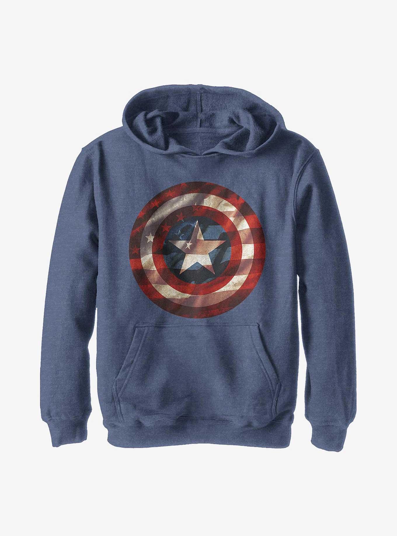 Marvel Captain America Flag Shield Youth Hoodie, , hi-res