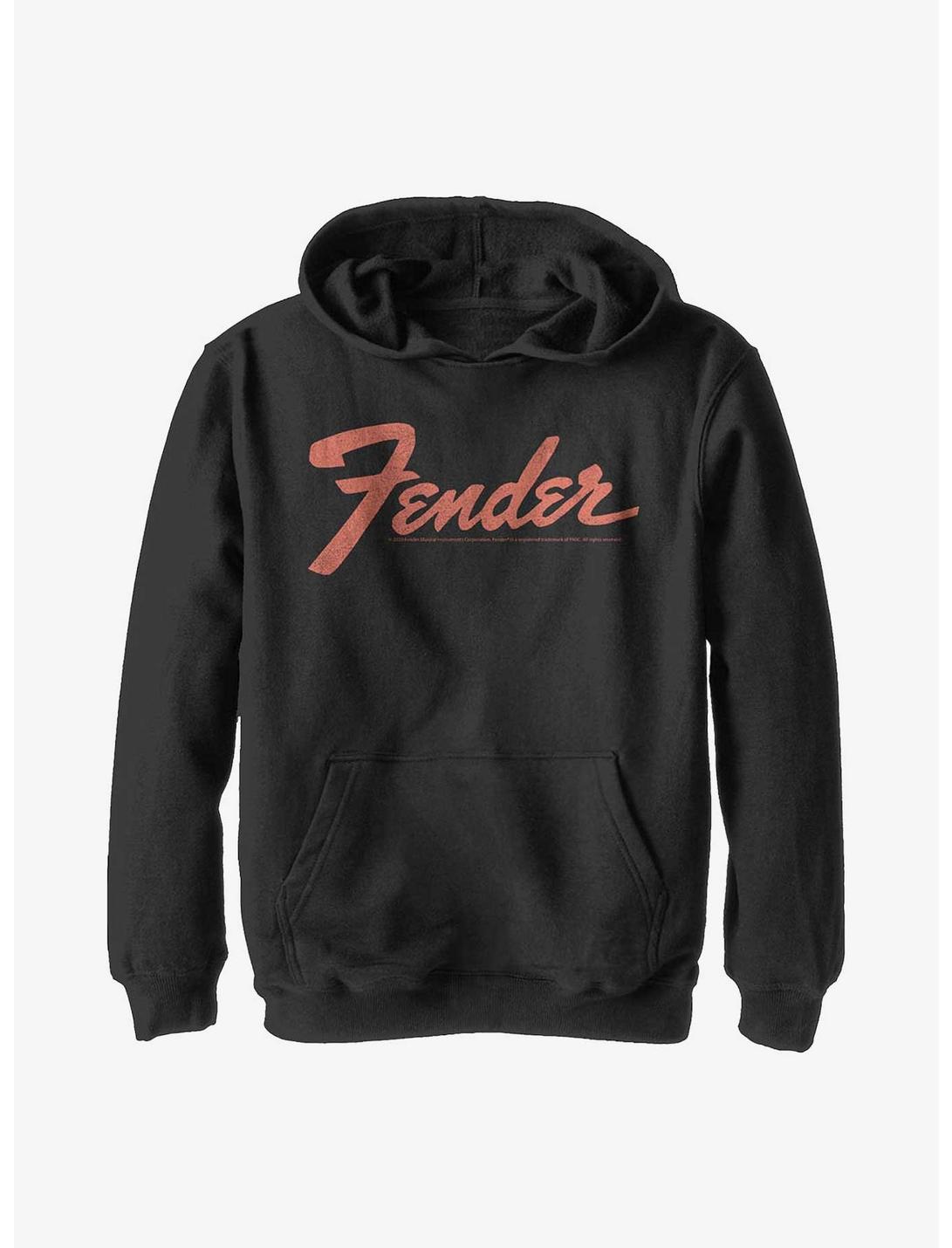 Fender Logo Youth Hoodie, BLACK, hi-res