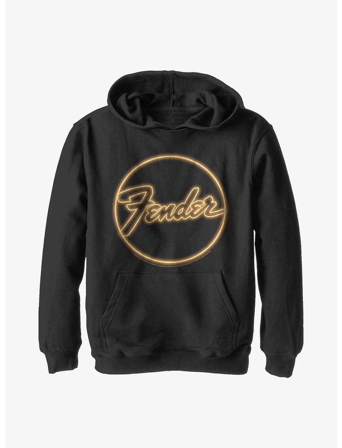 Fender Neon Logo Youth Hoodie, BLACK, hi-res