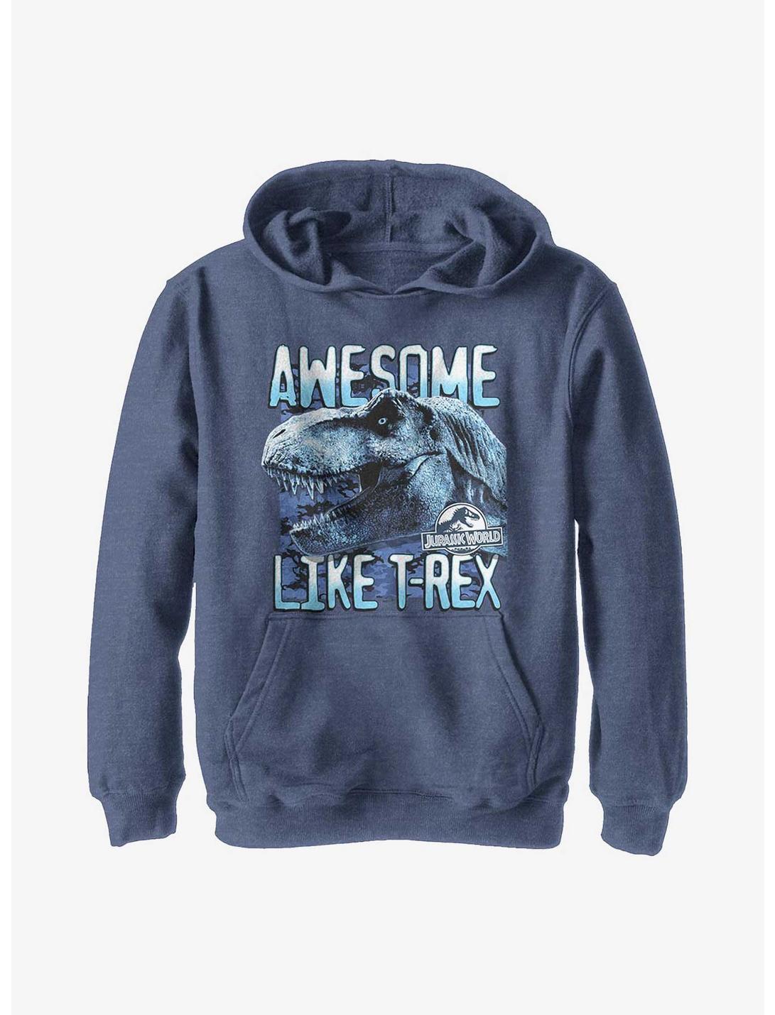 Plus Size Jurassic World Be Like Rex Youth Hoodie, NAVY HTR, hi-res