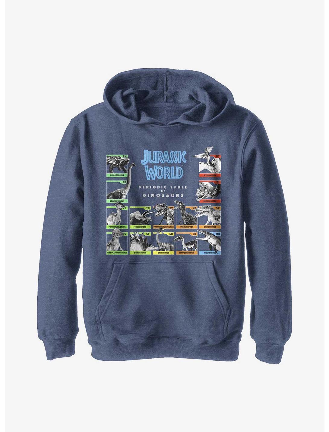 Jurassic World Periodic Table Dinos Youth Hoodie, NAVY HTR, hi-res