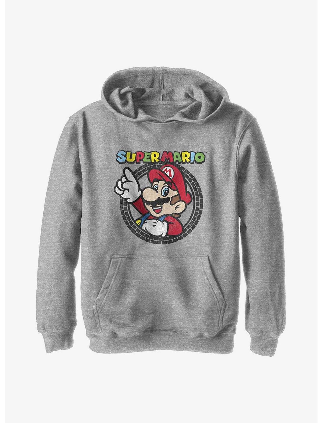 Nintendo Super Mario Checkered Vintage Youth Hoodie, ATH HTR, hi-res