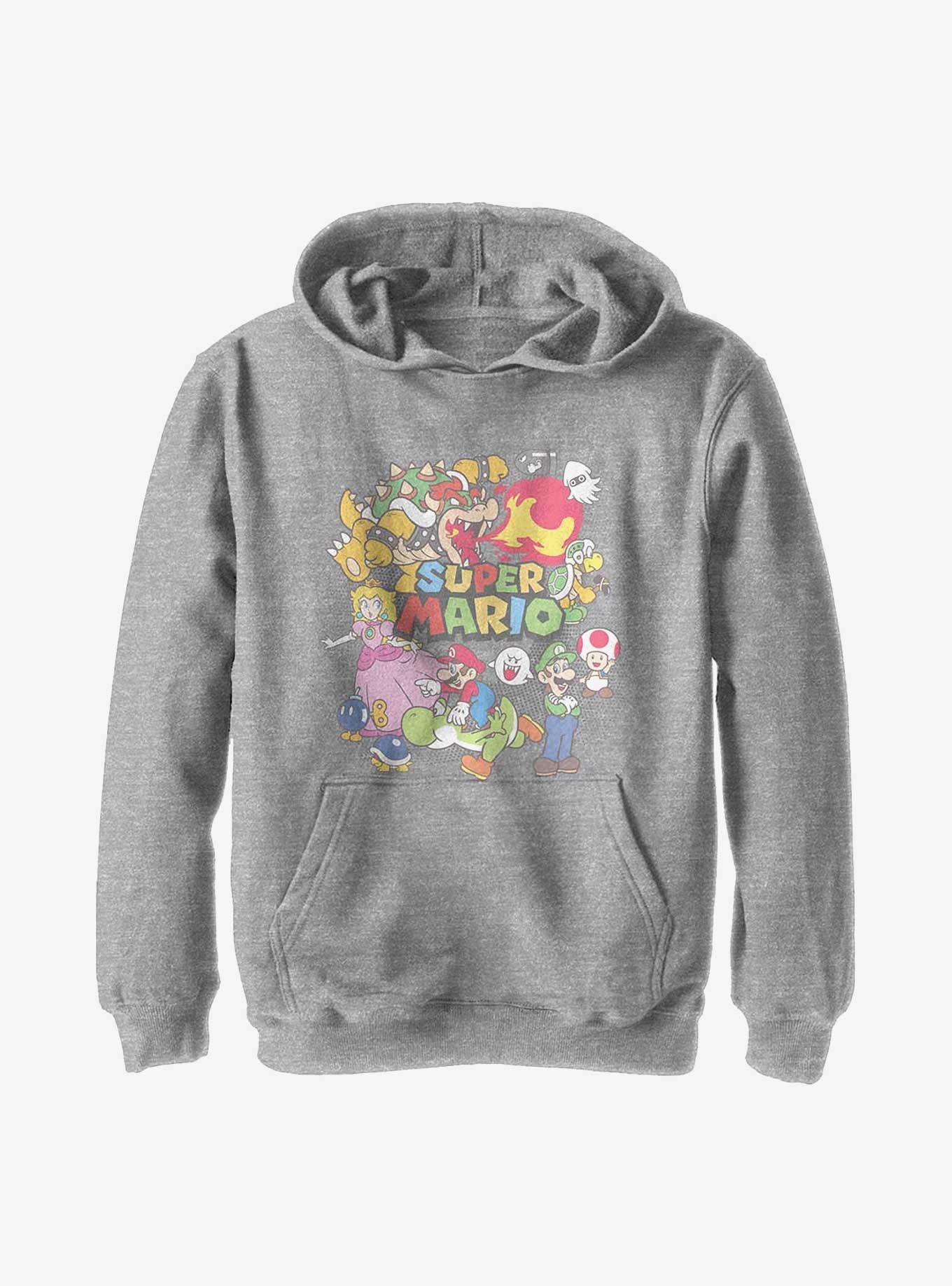 Nintendo Super Mario Color Collage Youth Hoodie, , hi-res