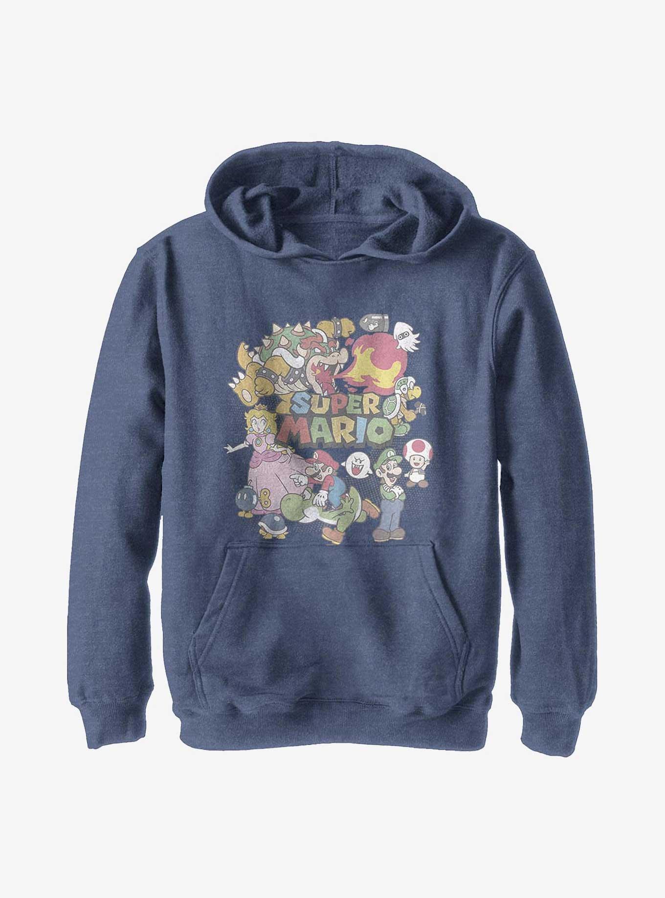 Nintendo Super Mario Color Collage Youth Hoodie, , hi-res