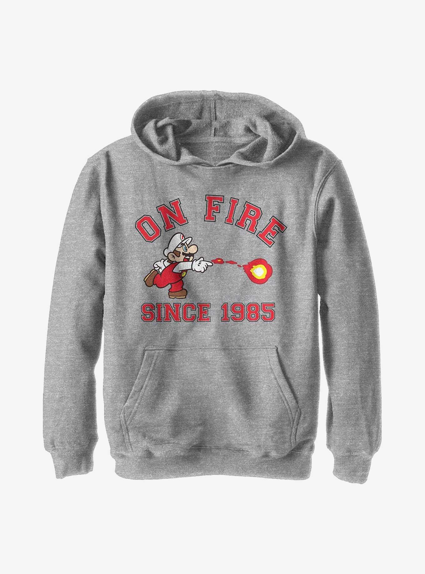 Nintendo Super Mario On Fire Youth Hoodie, , hi-res