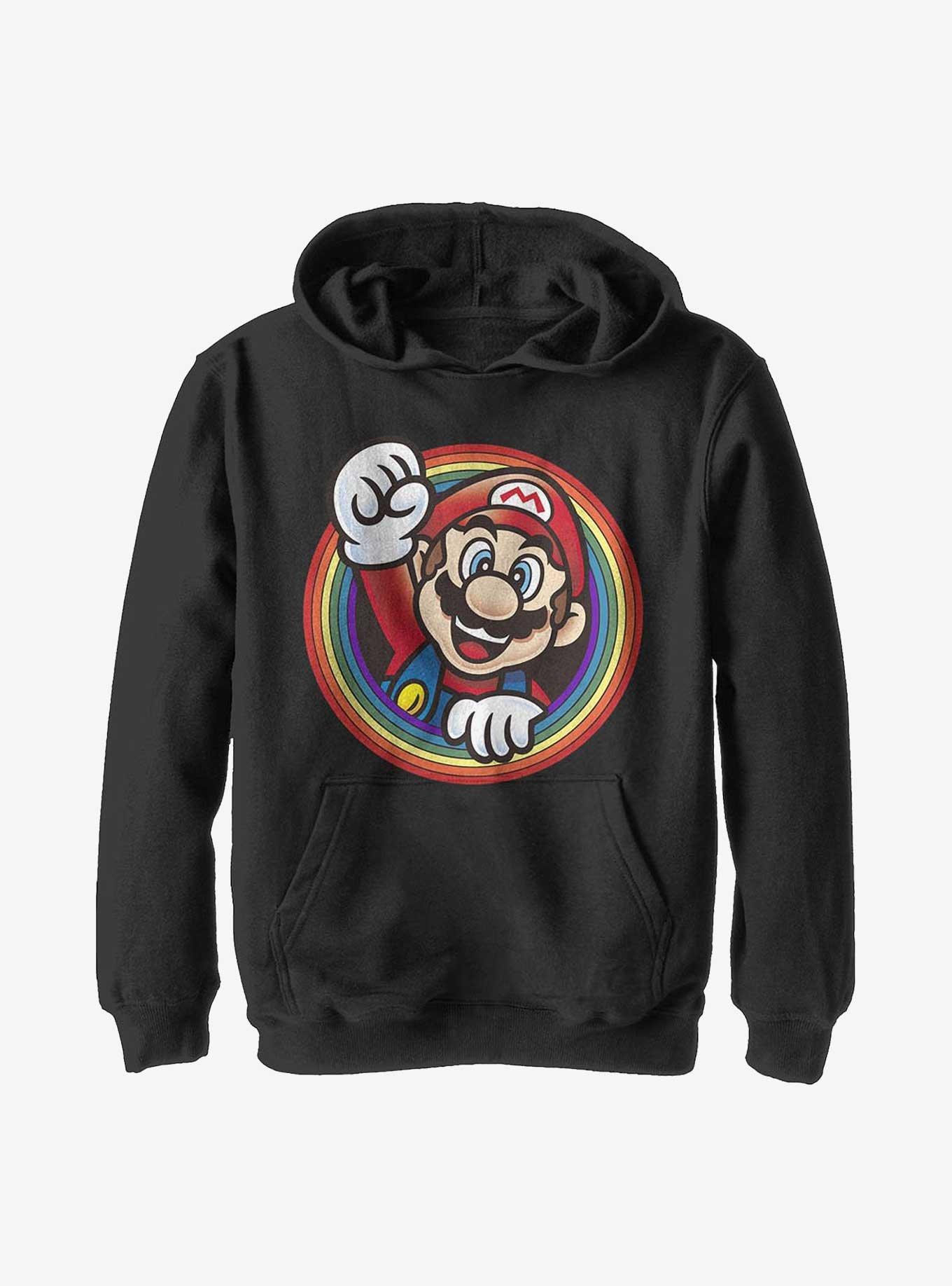 Nintendo Super Mario Rainbow Mario Youth Hoodie - BLACK | BoxLunch