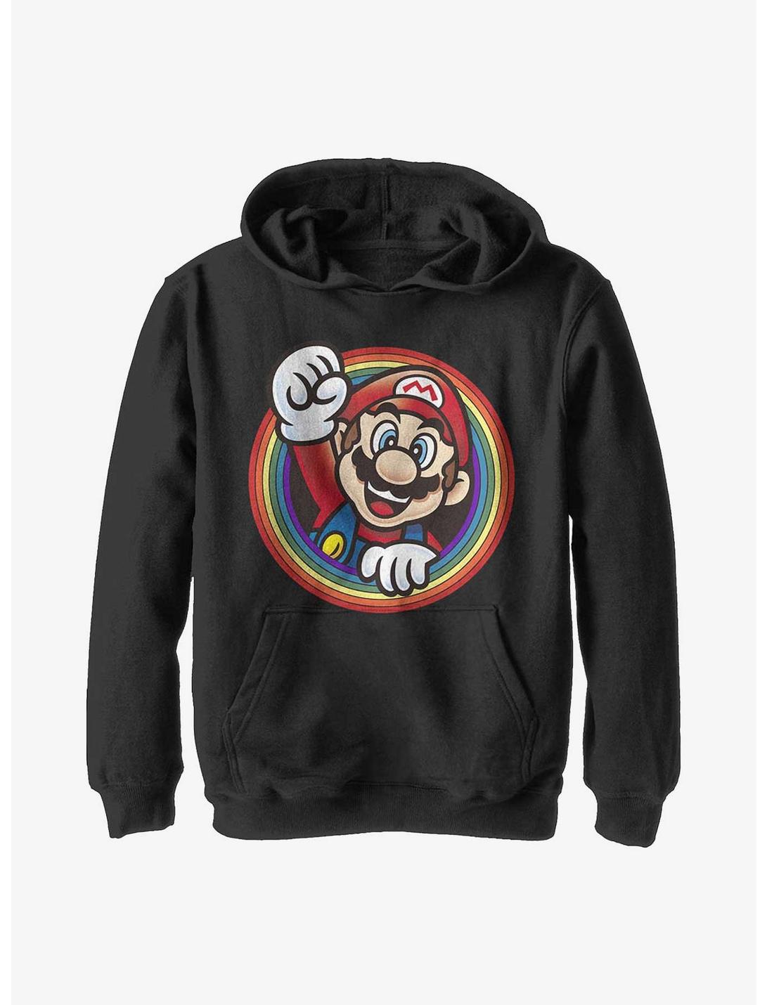 Nintendo Super Mario Rainbow Mario Youth Hoodie, BLACK, hi-res